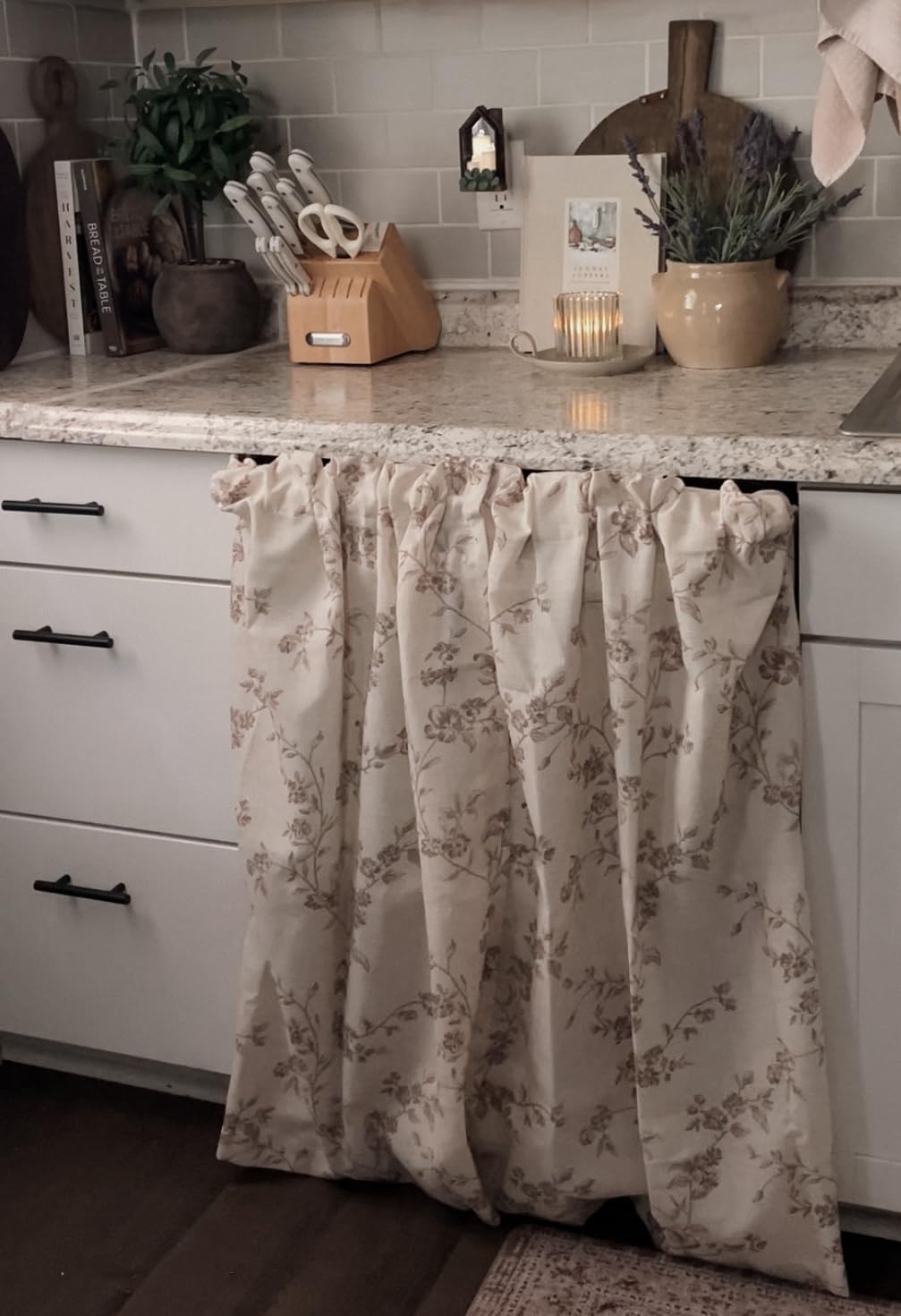 Lazzzy Taupe Vintage Floral Linen Curtains Farmhouse 50W X 84L 2 Panels | Elisa Series, Botanical, Light Filtering, Rustic, Toile, Curtains for Bedroom, Play Room and Nursery, Rod Pocket, Back Tab customer photo 1