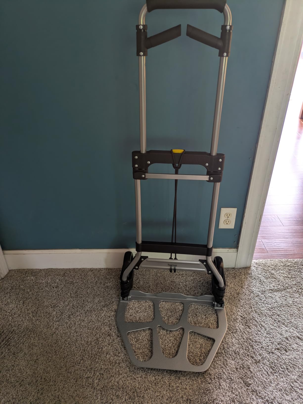 Teprovo Folding Hand Truck Dolly Cart,340LB Capacity Portable Aluminum Dolly Cart with Telescoping Handle and 7 Inch Rubber Wheels for Moving,Shopping,Travel,Office Use customer photo 1