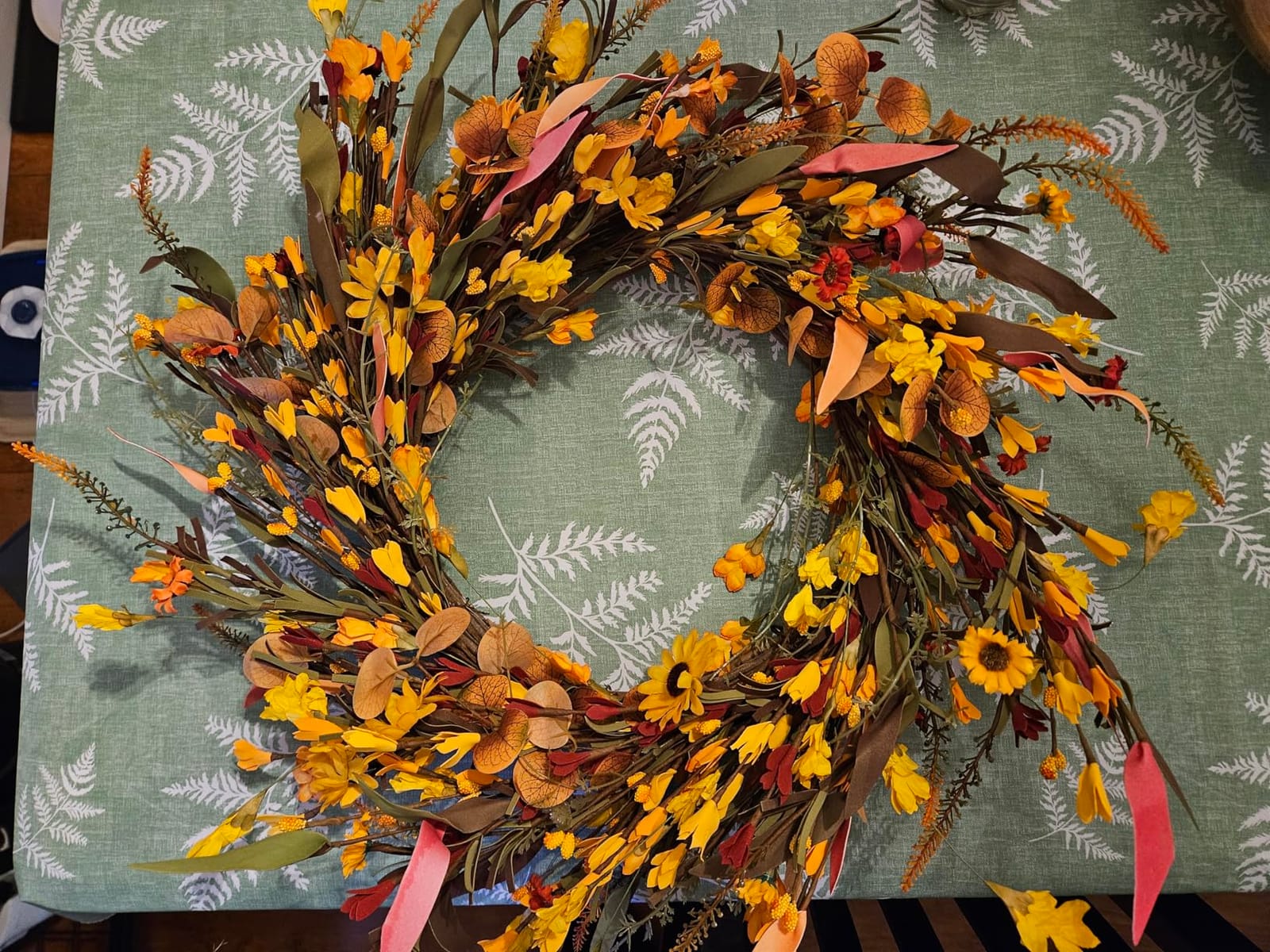 Artificial Fall Wreath 22 Inch Fall Wreaths for Front Door Autumn Porch Farmhouse Thanksgiving Day Harvest Festival | Handmade with Colorful Autumn Flowers Foliage for Porch Farmhouse Thanksgiving Day Harvest Festival customer photo 1