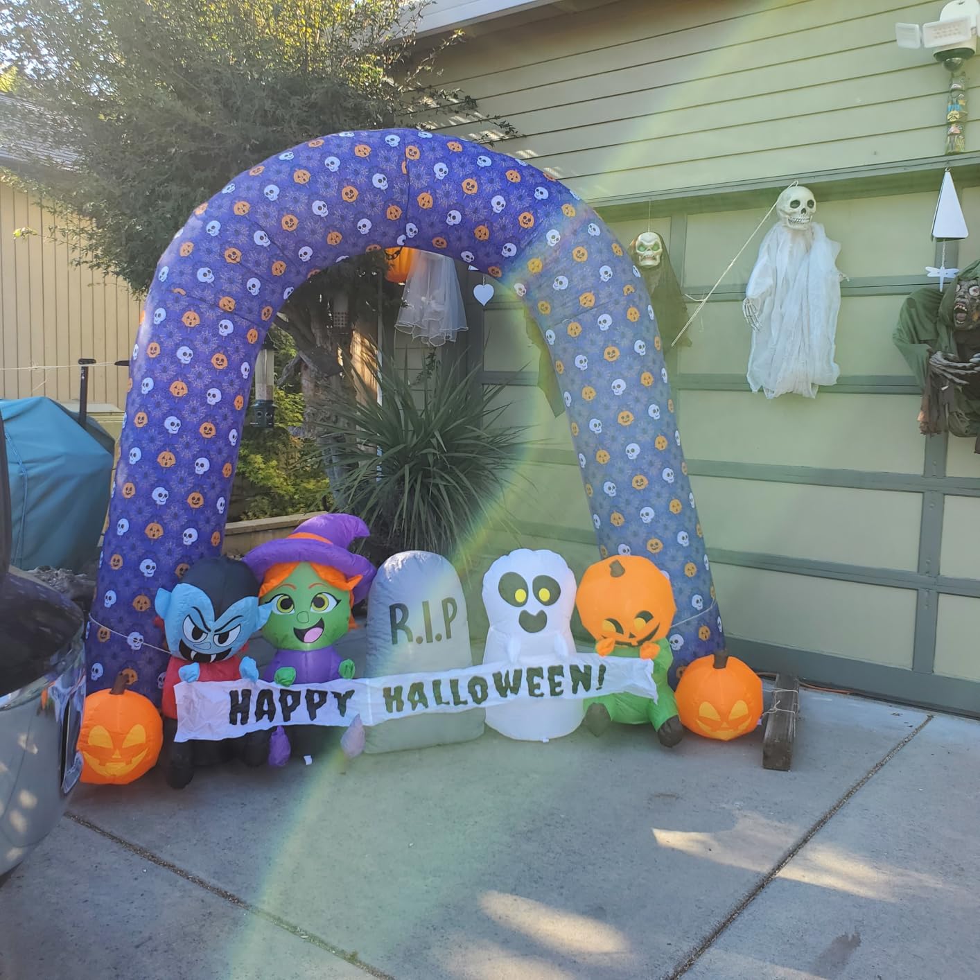 Joiedomi 8 FT Long Inflatable Halloween Decor Outdoor, Halloween Blow Up Decorations Inflatable Pumpkin Ghost Vampire Witch Tombstone with LEDs for Yard Decorations customer photo 1