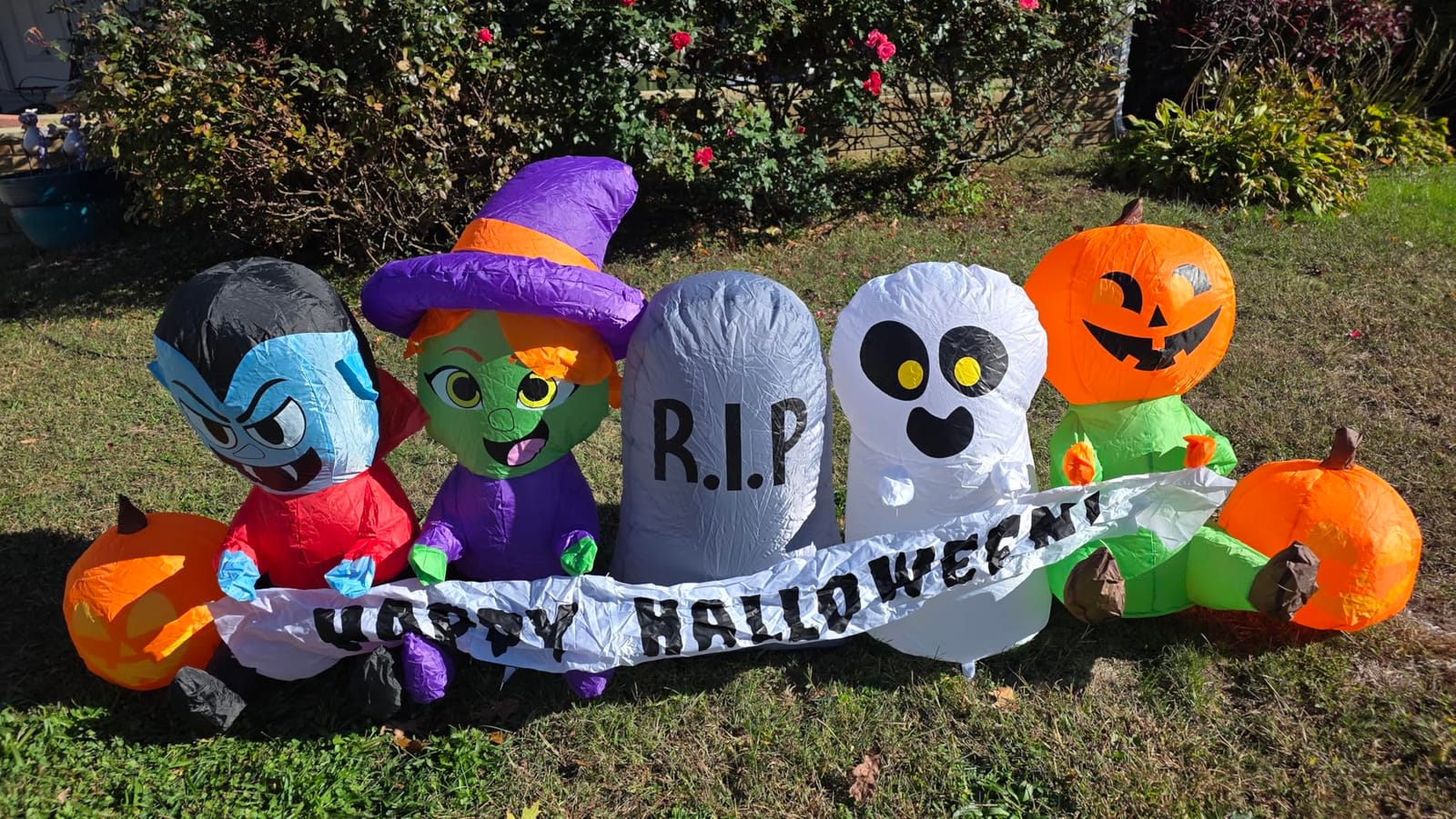 Joiedomi 8 FT Long Inflatable Halloween Decor Outdoor, Halloween Blow Up Decorations Inflatable Pumpkin Ghost Vampire Witch Tombstone with LEDs for Yard Decorations customer photo 2