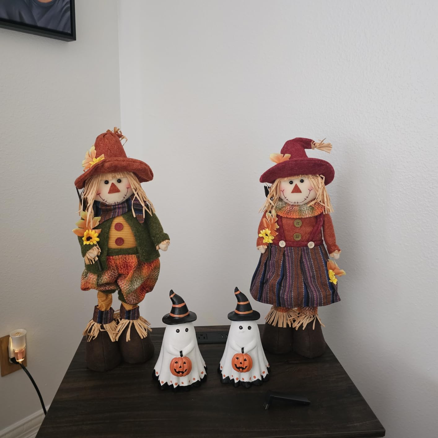Juegoal 2 Pack Fall Decorations Large Scarecrows with Stretchable Legs, 28