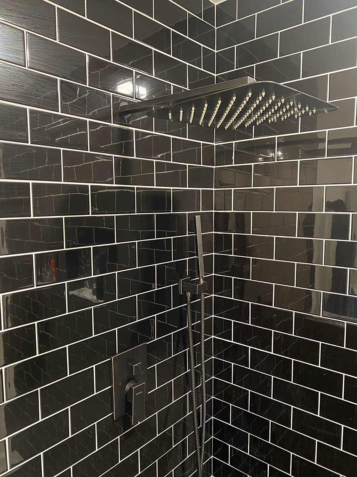 Esnbia Thermostatic Black Shower System, All Metal Shower Faucet Set with 10 Inches Rain Shower Head, Rainfall Shower Heads with Handheld Spray Combo, Anti-Scald Shower Combo Set, Matte Black customer photo 2