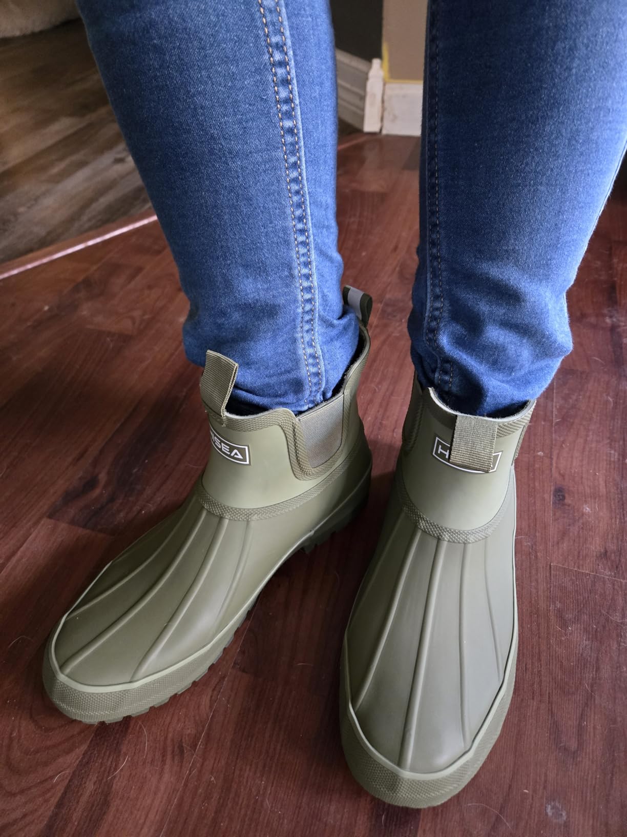 HISEA Women's Duck Chelsea Rain Boots Waterproof Short Garden Boot Outdoor Mud Boots customer photo 1