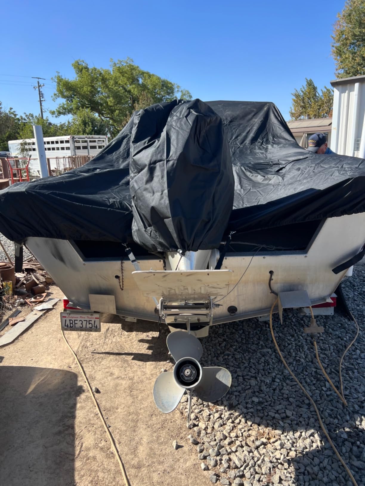 Heavy Duty Waterproof Boat Cover, 16-18.5ft Black | with Motor Cover and Windproof Adjustable Metal Hook Fits Bass Boat, V-Hull, Tri-Hull, Runabout Boat customer photo 2