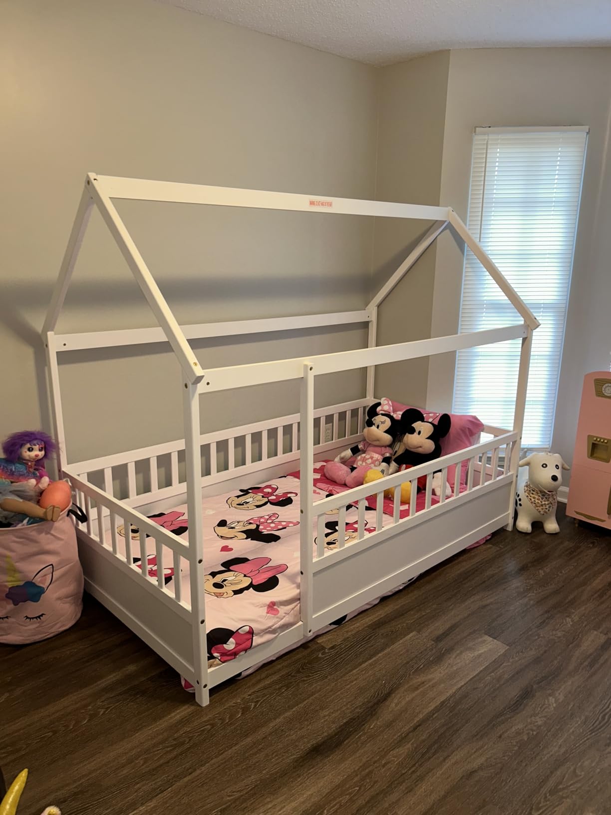 Kids Montessori Bed Twin Size, Twin Floor Bed with High Fence, Wood Montessori Floor Beds customer photo 1