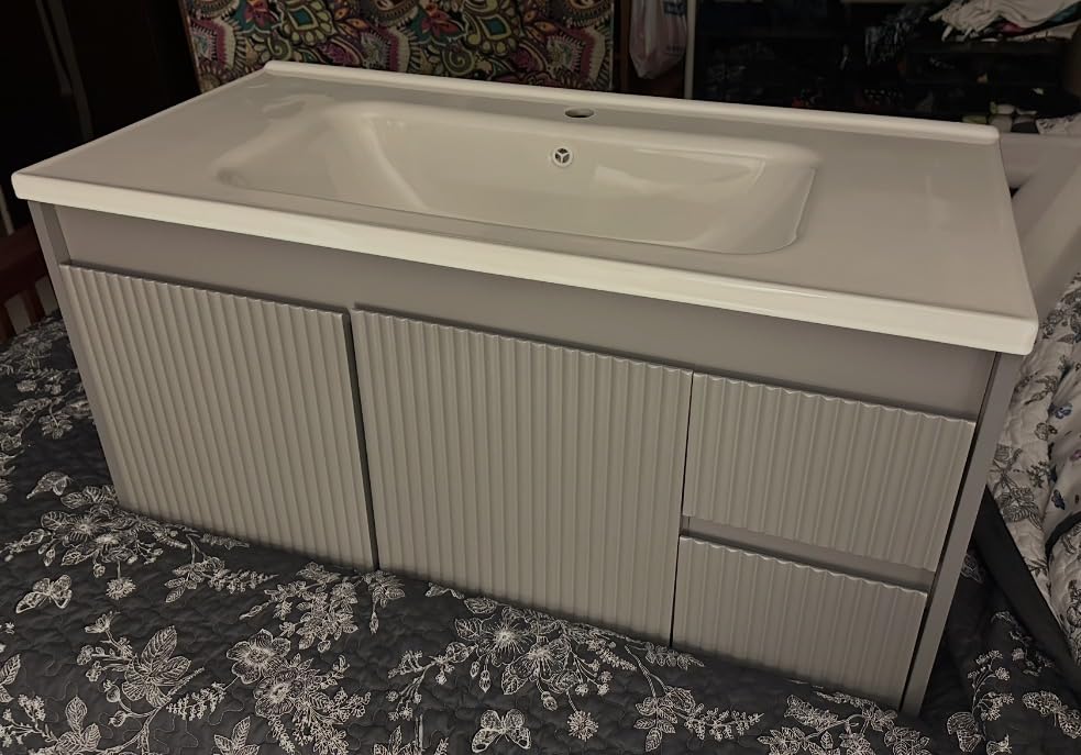 Smhxo Bathroom Vanity with Ceramic Sink, Bathroom Vanity Cabinet with 2 Doors, 24 Inches Wooden Cabinet with Sink, White customer photo 2
