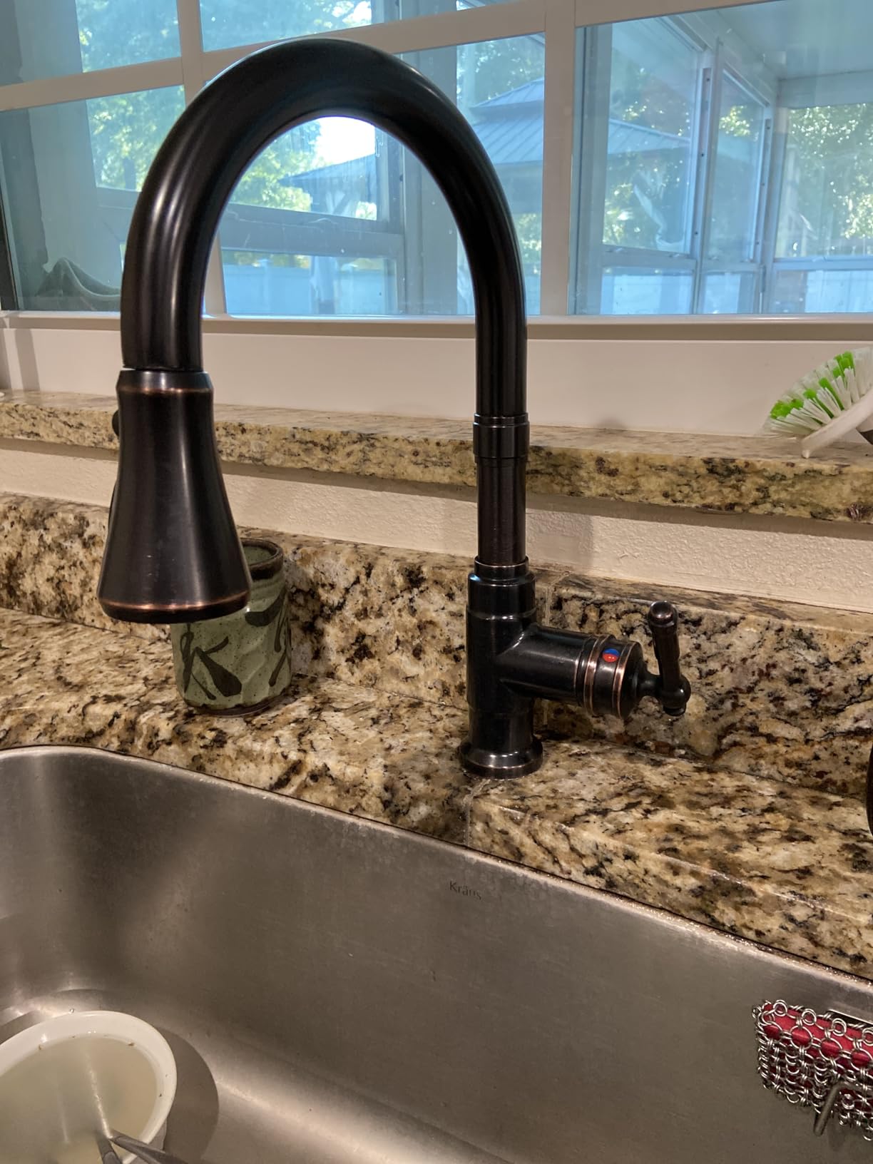 FORIOUS Vintage Kitchen Faucets with Pull Down Sprayer, Oil Rubbed Bronze, High Arc Single Handle Stainless Steel, Antique Pull Out Sink Faucet for Farmhouse Camper Rv Bar customer photo 2