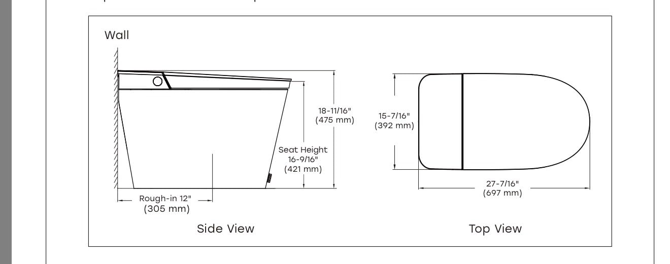 HOROW T38 Artistic Smart Toilet, Bidet Toilet with Powerful Flush, Auto Open/Close Lid, Instant Warm Water, Elongated Heated Seat, Dryer, Night Light, Deodorization customer photo 2