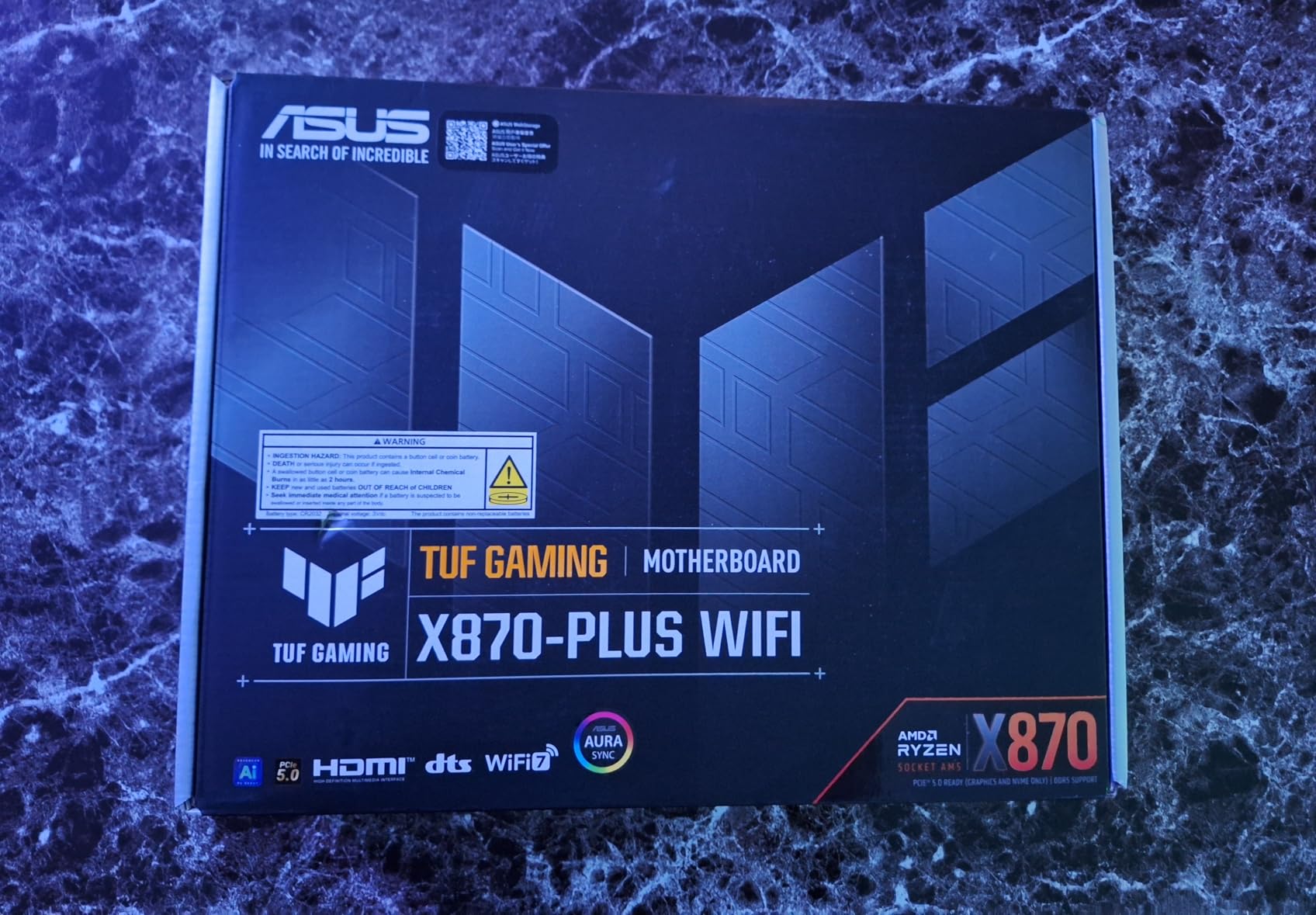 TUF Gaming X870-PLUS WiFi AMD AM5 X870 ATX Motherboard, 16+2+1, 80A SPS Power Stages, DDR5, PCIe 5.0 Ready, Four M.2 Slots, Wi-Fi 7 customer photo 1