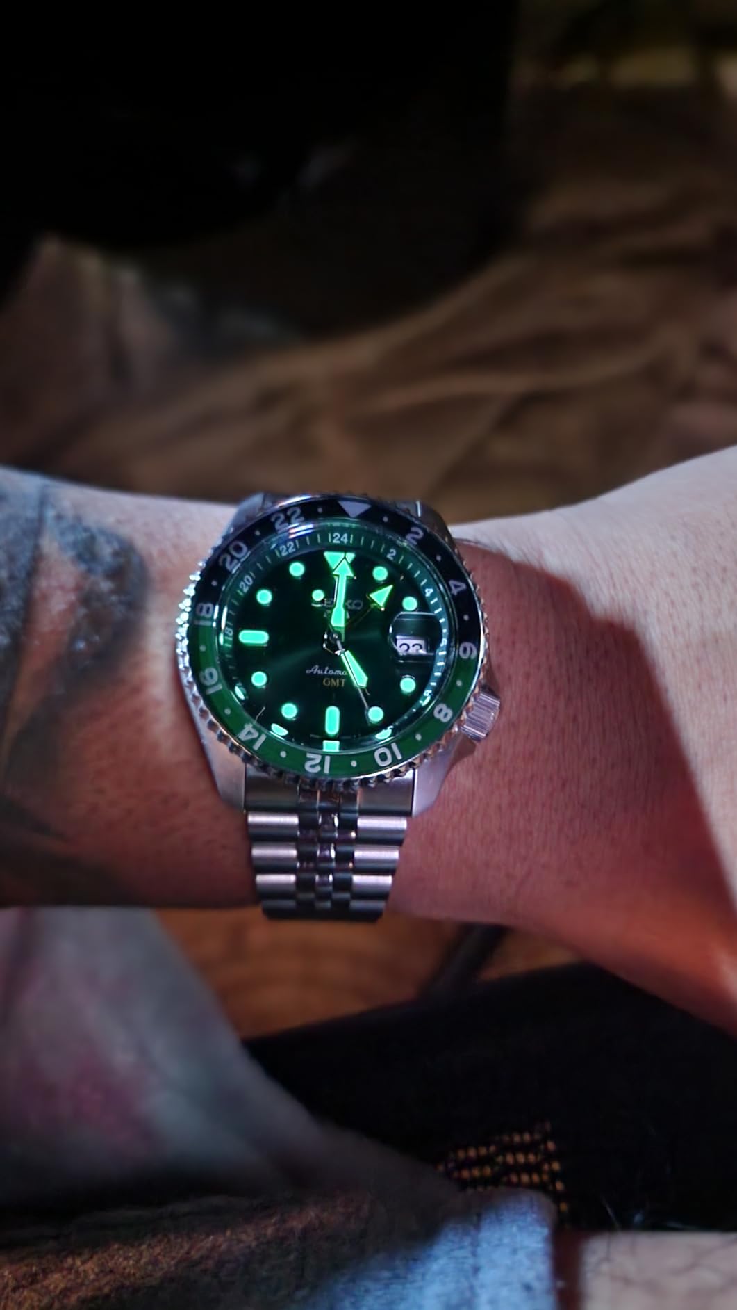 Seiko 5 Sports SKX GMT Automatic Green Dial Sprite Bezel Men's Watch SSK035 customer photo 2
