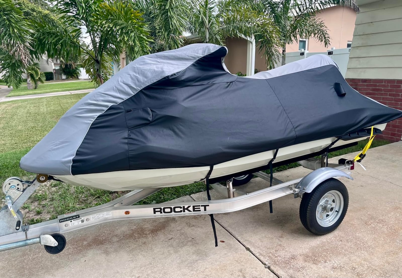 Jet Ski Cover for Yamaha VX Cruiser/VX Cruiser HO 2021-2024 Waterproof 600D | Specific Fit, Trailerable Windproof with 2 Air Vents, Elastic Hem, Heavy Duty Outdoor Waverunner Cover, Storage Bag customer photo 1
