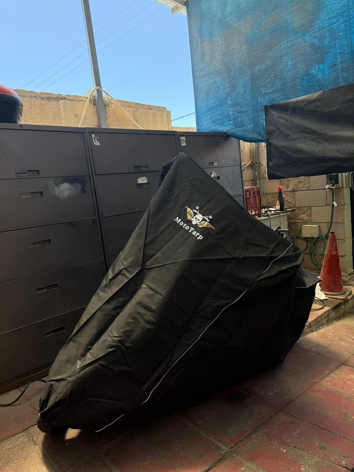 600D Heavy Duty Motorcycle Cover Waterproof Outdoor Storage All-Season Weatherproof Protection with Air Vents, Exhaust Heat Shield, Wheel Lock Slots & Reflective Strips customer photo 2