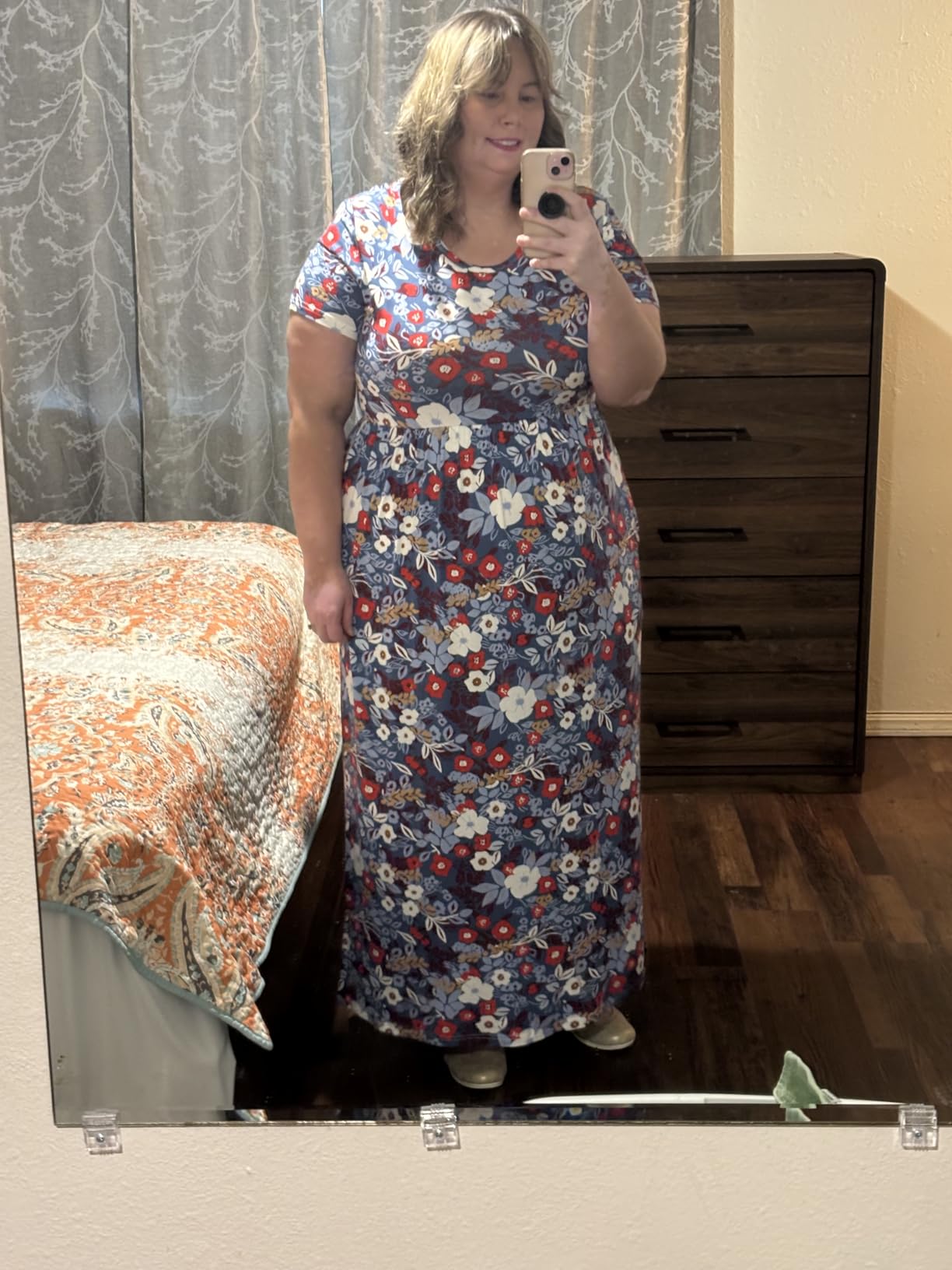 LONGYUAN Women's Plus Size Maxi Dresses Summer Short Sleeve Casual Long Dress 2026 XL-6XL customer photo 2