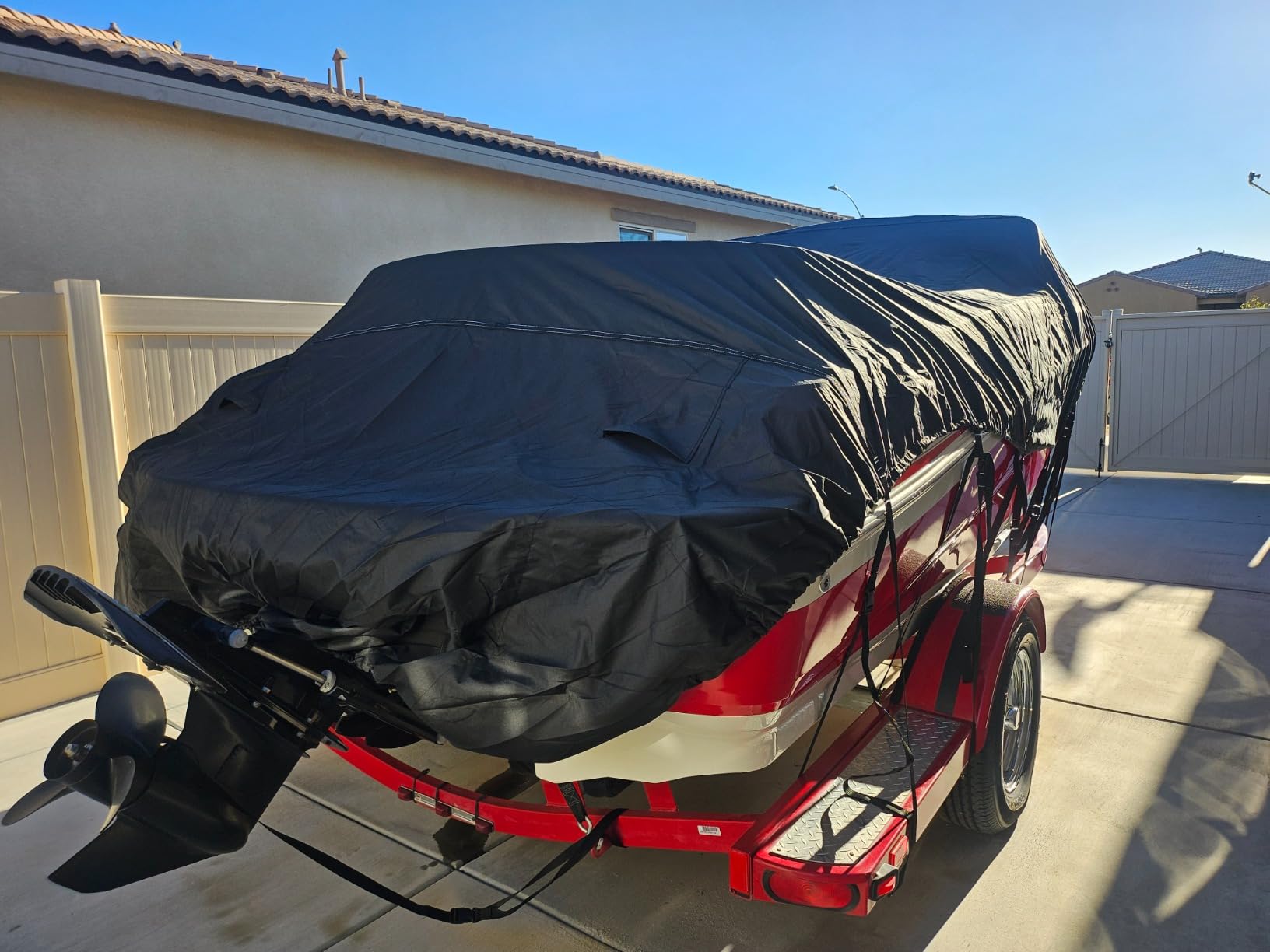 5-Ply 1600D+1200D Pontoon Boat Cover, 21'-24' | Waterproof&Durable Tear-Resistant Cover for Trailerable&Mooring, Large Storage Bag & Reinforced Windproof Straps customer photo 1