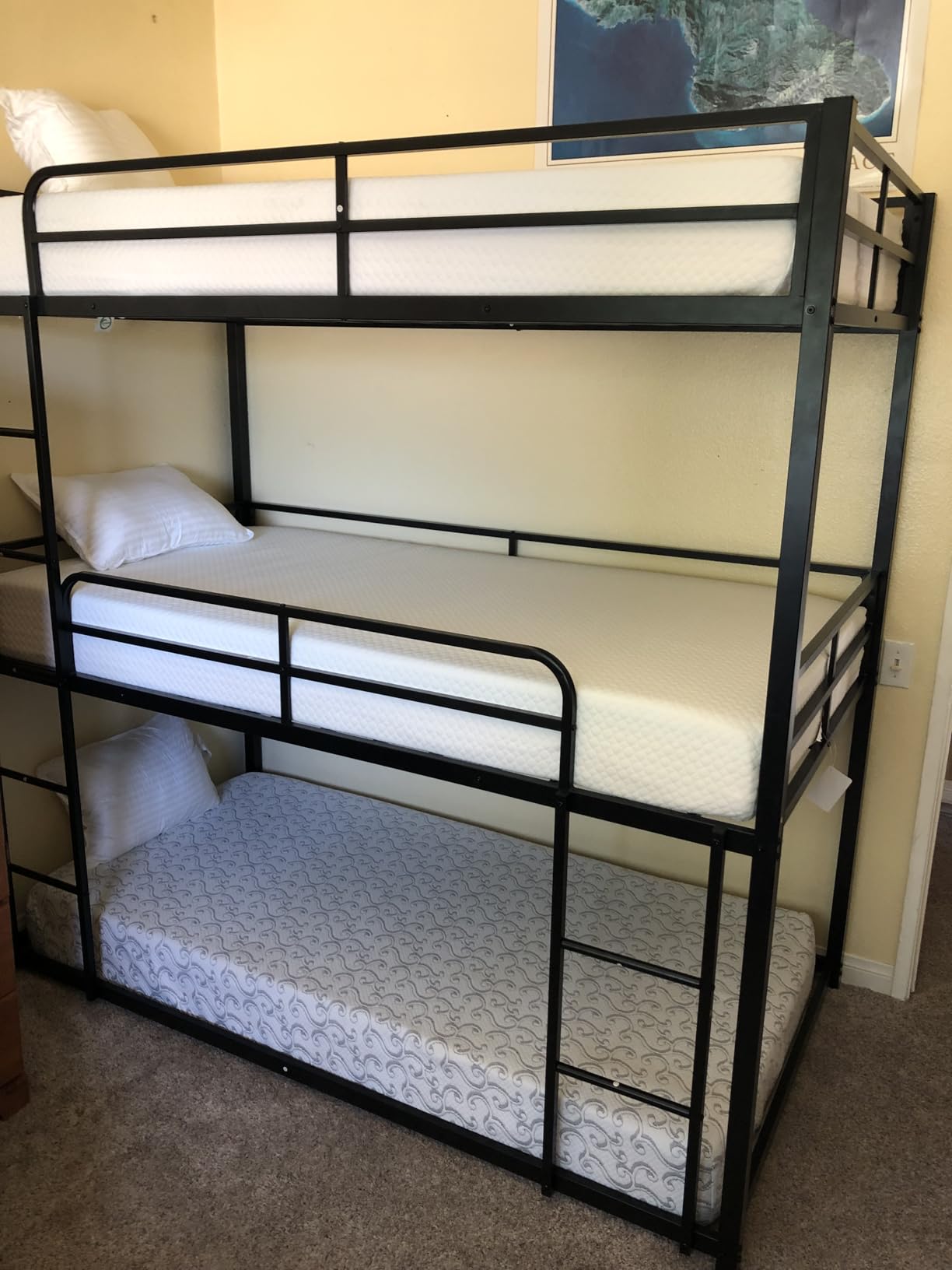 Triple Bunk Bed, Twin Over Twin Over Twin Heavy Duty Metal | Ladder, family-friendly for all ages, Bedroom, No Box Spring Needed, Easy Assembly, Black customer photo 1
