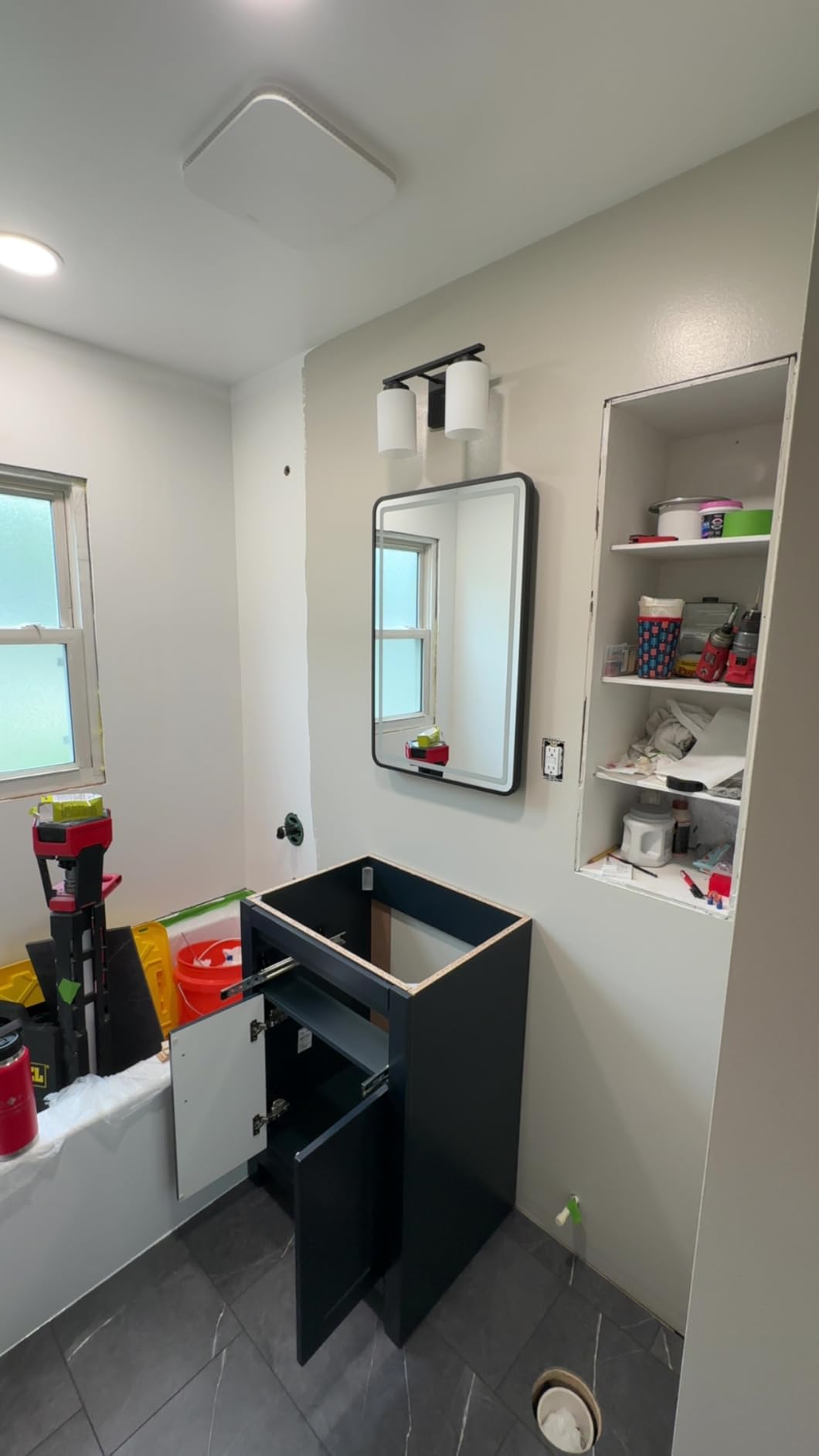 LED Medicine Cabinet Mirror for Bathroom with Lights 16x24 Inch | Wall Mounted or Recessed, Black Metal & Shatterproof Tempered Glass, Stable & Removable 2 Shelves, Dimmable 3 Lighting Colors customer photo 2