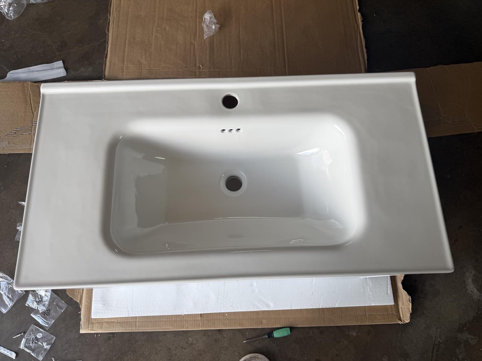 OLD CAPTAIN Bathroom Vanity with Ceramic Sink, 36 Inch Wall Mounted Bathroom Floating Vanity, Bathroom Sink Vanity with 2 Doors, Bathroom Vanity Cabinet, White customer photo 1