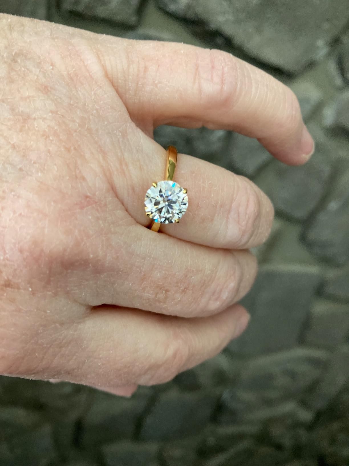 1/2/3/4 CT Round Moissanite Engagement Ring for Women, S925 Sterling Silver Solitaire Moissanite Ring with 18K Yellow/White Gold Plated customer photo 1