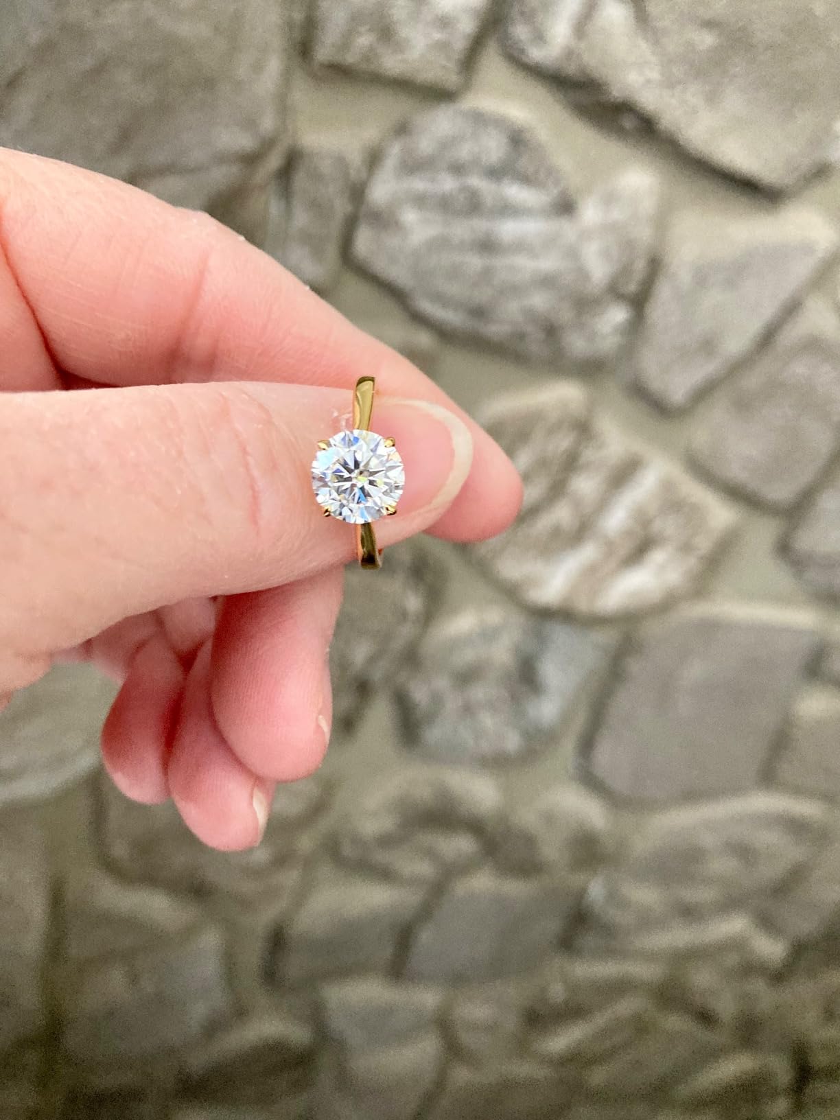 1/2/3/4 CT Round Moissanite Engagement Ring for Women, S925 Sterling Silver Solitaire Moissanite Ring with 18K Yellow/White Gold Plated customer photo 2