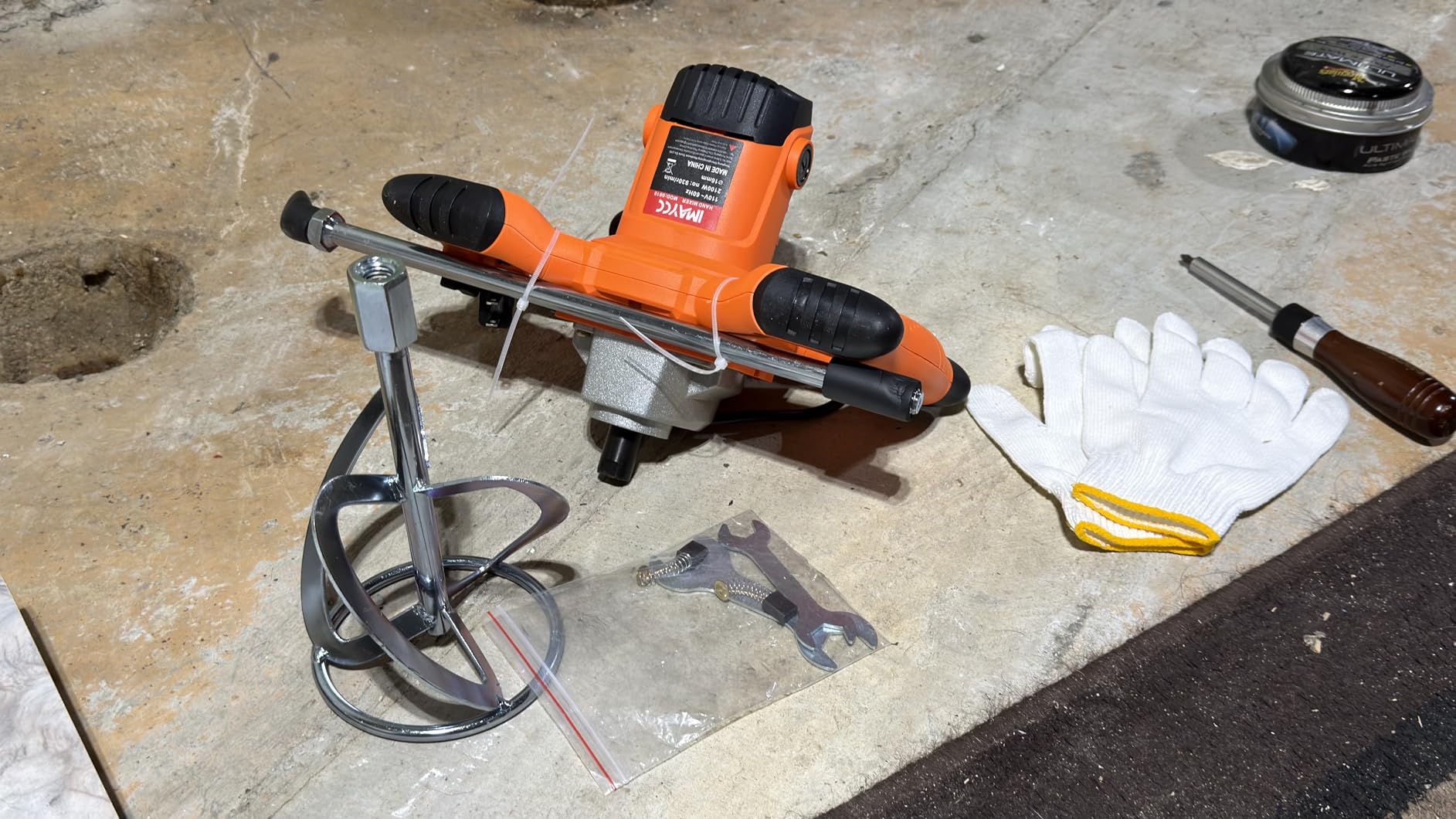 IMAYCC Cement Mixer 2100W, Portable Concrete Mixer, 110V Handheld Mud Mixer for Motar, Paint, Grout, Plaster, Thinset, Fodder Stirring Tool customer photo 2