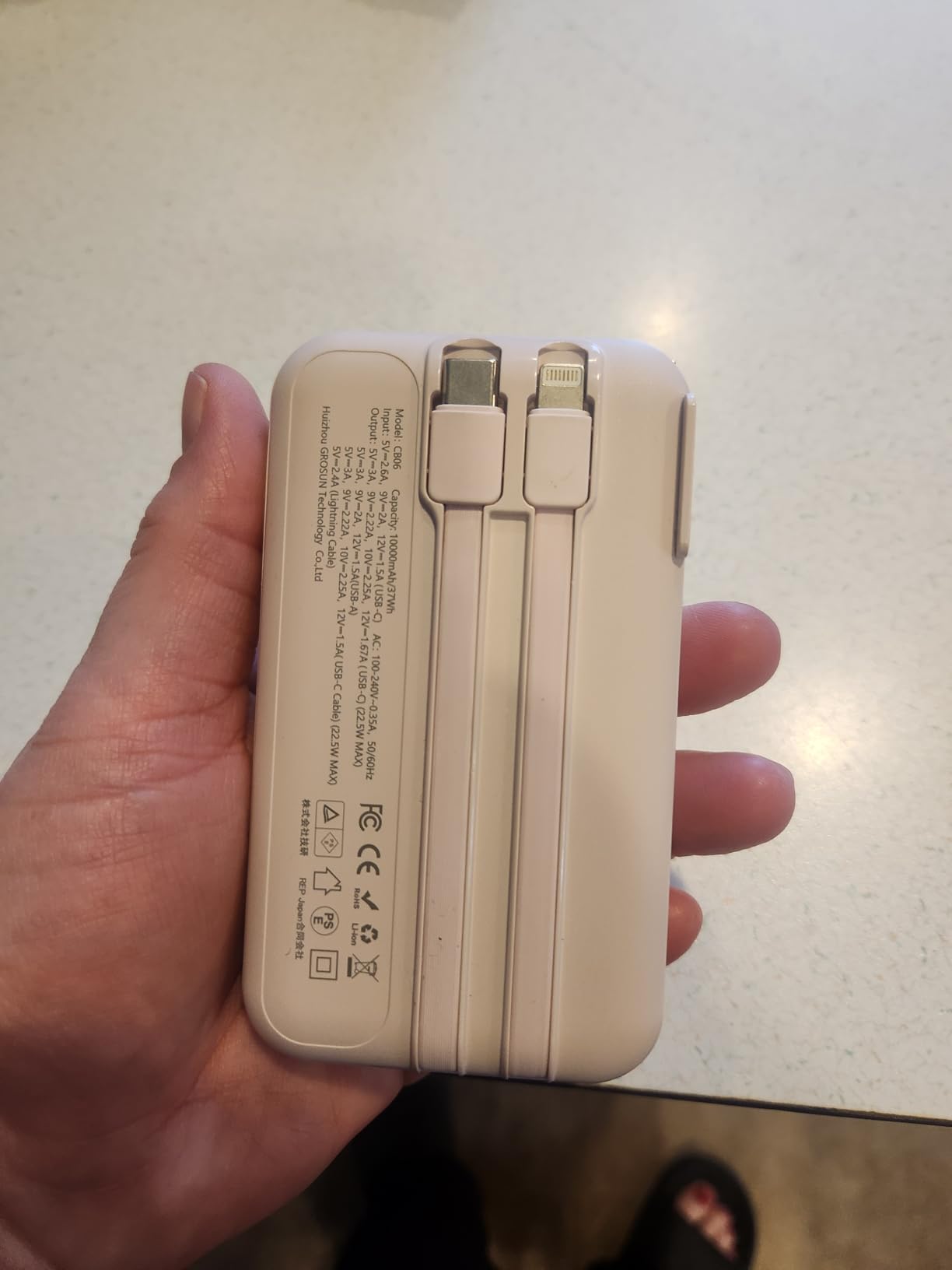 RORRY Portable Charger w/Wall Plug 10000mAh Power Bank 22.5W Battery Pack, Built in Cables, Fast Charging Travel Essential customer photo 2