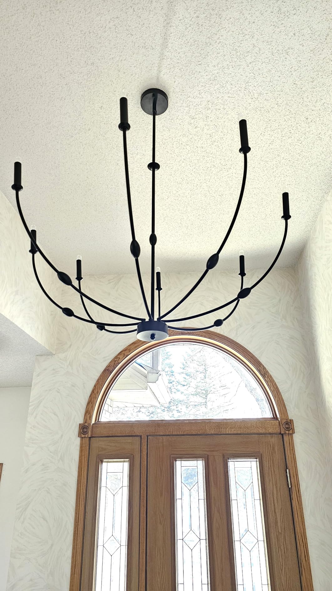 12-Light Large Chandelier for High Ceilings, Brushed Gold, 35 Inch | 2-Tier Candle Style Hanging Fixture, Max 75 Inch Hanging Height, Flexible Swivel Heads Compatible with Flat & Sloped Ceilings customer photo 1