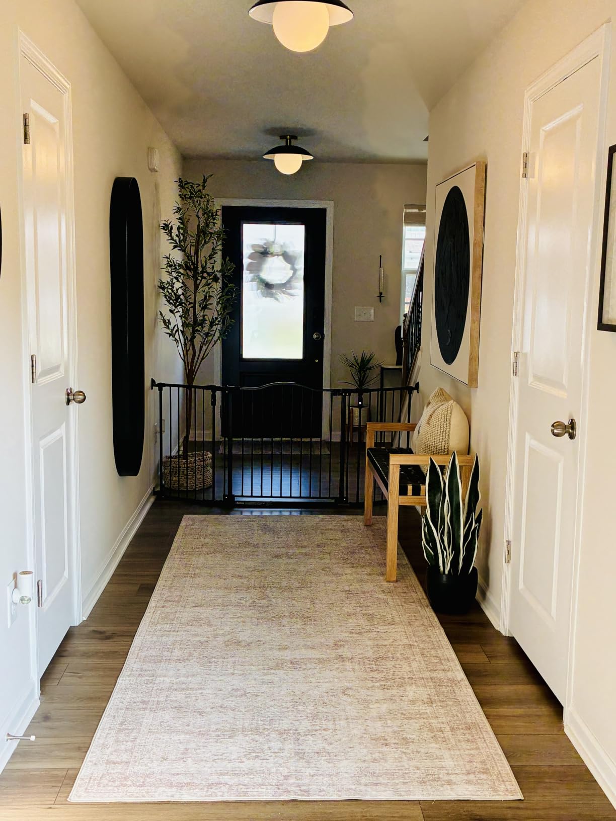 2x8 Runner Rug Non Slip,Washable Hallway Runner Rug,Beige customer photo 1
