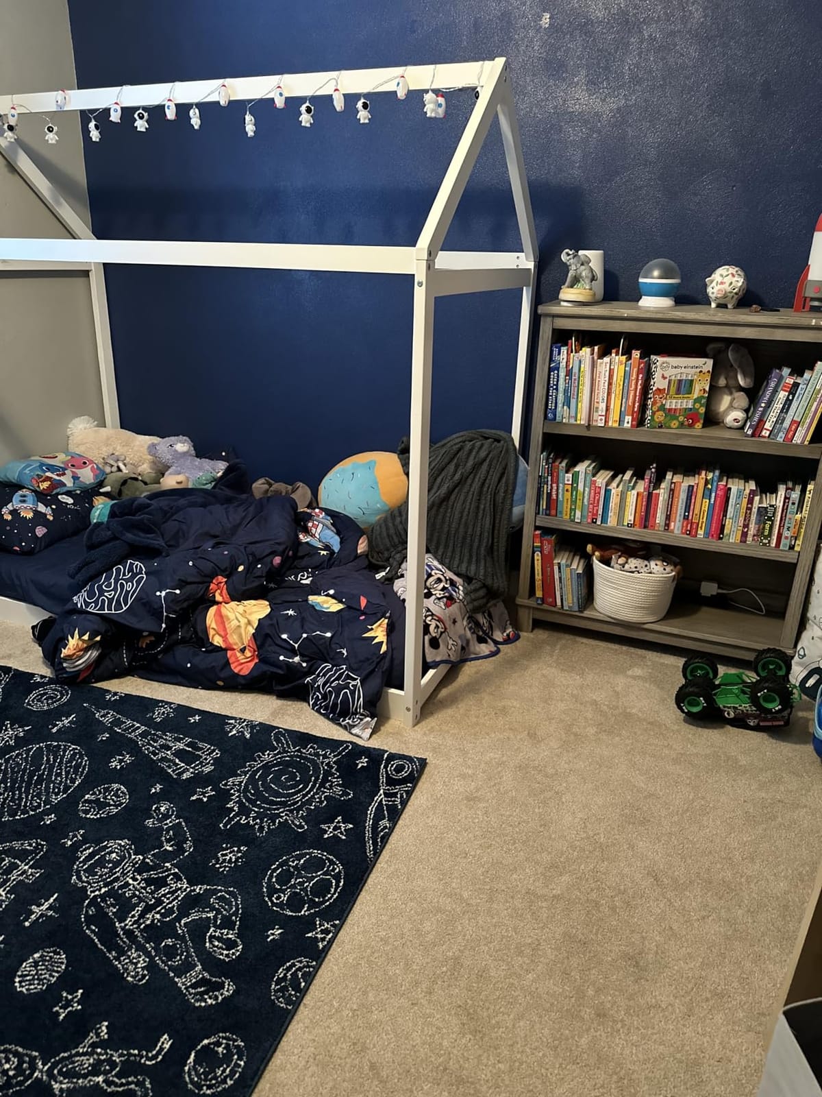 Merax Twin Size House Bed Frame with LED Lights, Solid Wood Montessori Floor Bed customer photo 2