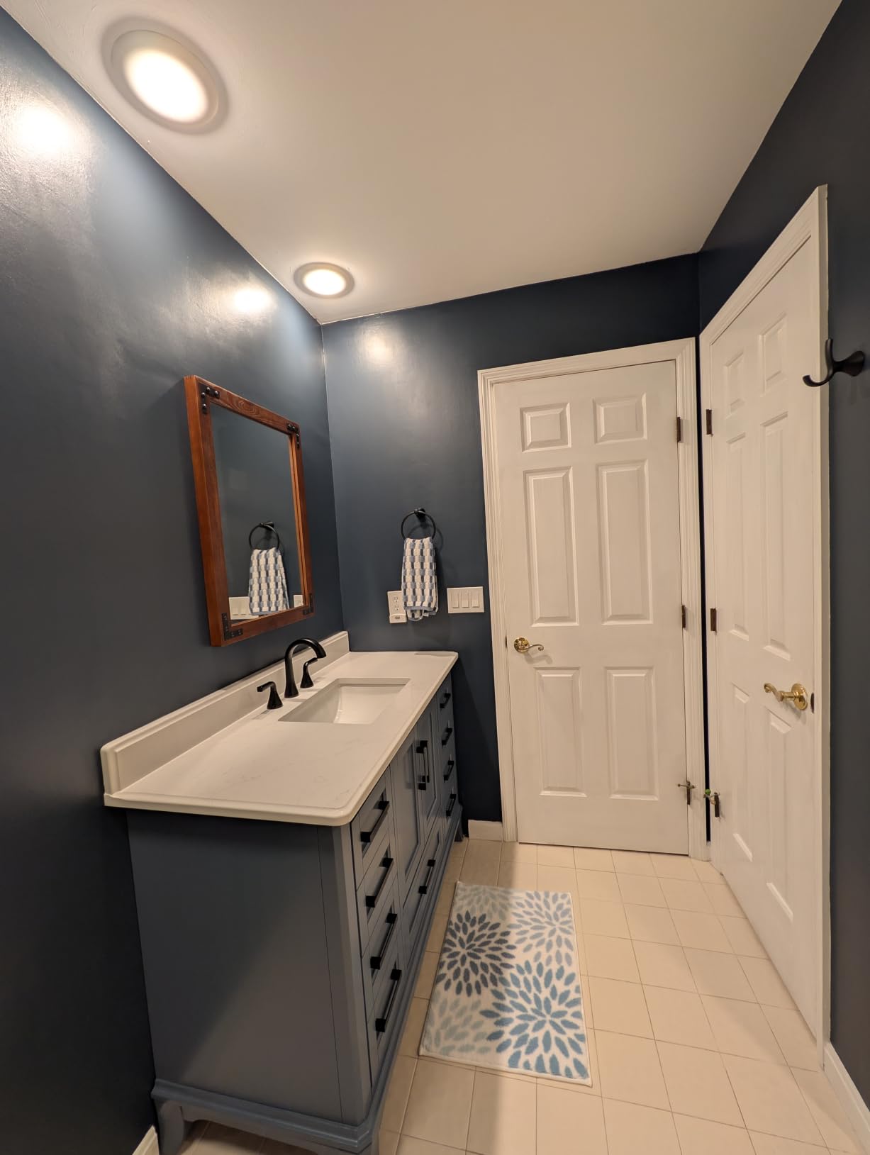60 Inch Modern Bathroom Vanity with Double Sink, Steel Blue | Solid Wood Fully Assembled Bathroom Sink Cabinet, Soft Close Doors & Dovetail Drawers, Quartz Countertop, Adjustable Feet customer photo 2