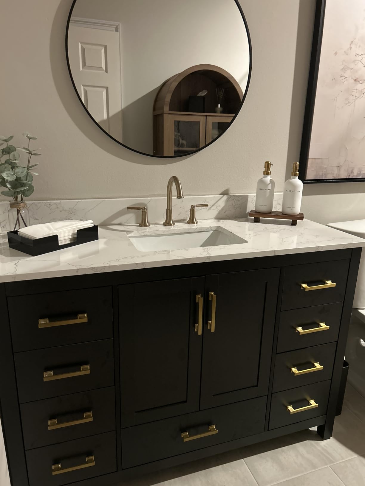 48 Inch Bathroom Vanity with Sink, Fully Assembled, White | Farmhouse Solid Wood Single Sink Bathroom Vanity with Soft Close Doors & Dovetail Drawers, Apron Farm Sink, 0.78