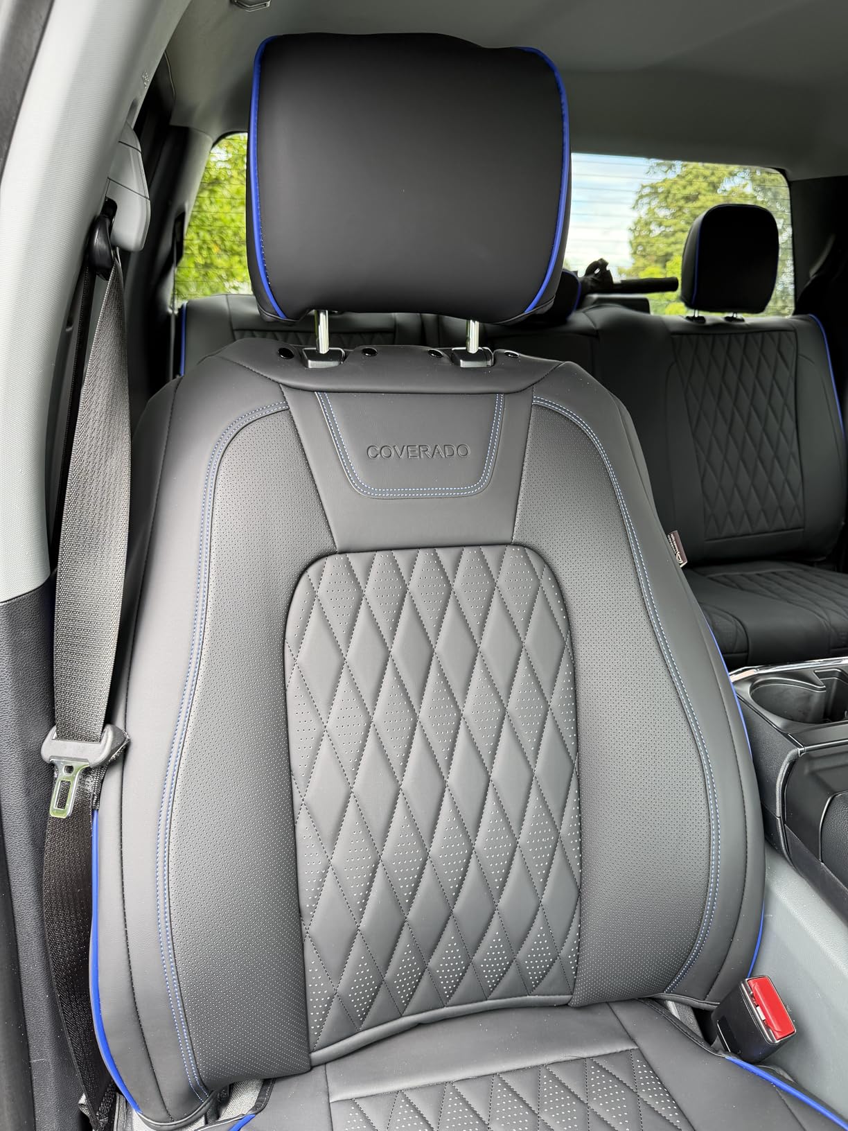 Coverado Leather Seat Covers Full Set Fit for Ford F150 F250 F350 F450, Waterproof Ford F150 Truck Seat Covers Fit for 2015-2026 F150 and 2017-2026 F250 F350 F450 (Black) customer photo 1