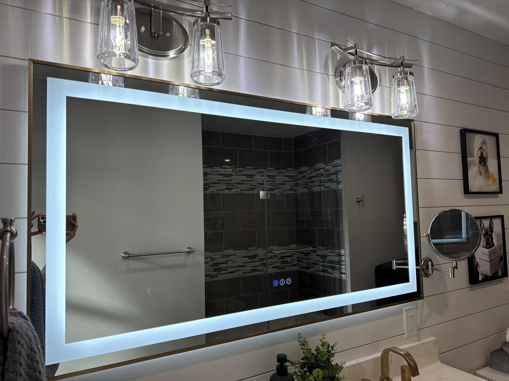 24x32 LED Bathroom Mirror, Dual Lit Anti-Fog Wall Vanity Mirror | 3 Color Dimmable, Memory Function, Shatter-Proof Tempered Glass, ETL Listed, IP54 Waterproof Horizontal/Vertical customer photo 1