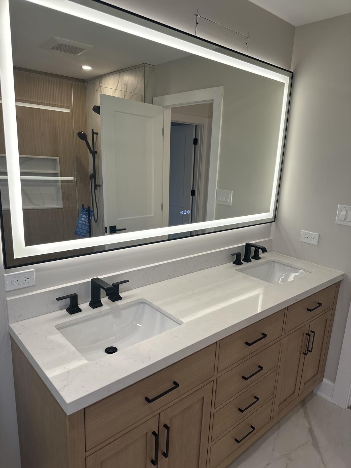 24x32 LED Bathroom Mirror, Dual Lit Anti-Fog Wall Vanity Mirror | 3 Color Dimmable, Memory Function, Shatter-Proof Tempered Glass, ETL Listed, IP54 Waterproof Horizontal/Vertical customer photo 2