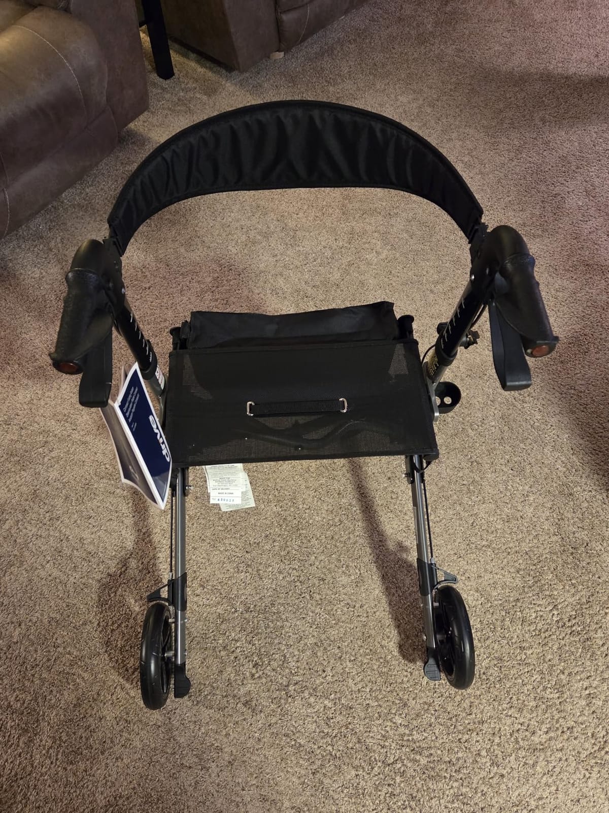 Drive Medical Compact Folding Rollator with Seat and Brakes, 8-Inch Wheels, Space-Saving 4-Wheeled Rollator Folds Compactly for Travel and Includes Seat and Brakes for Rest Stops customer photo 2