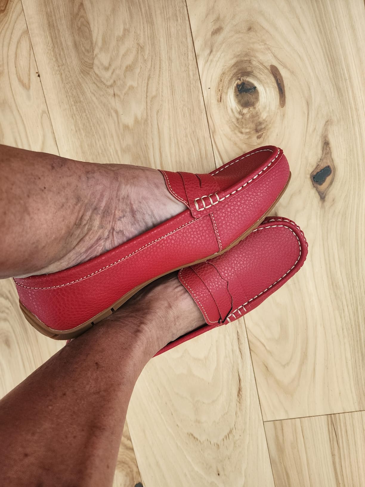 Women's Comfortable & Lightweight Leather Penny Loafers Slip-Ons Cute Business Casual Dress Shoes Work Office Flats Everyday Walking Shoes Driving Mocs for Women customer photo 2