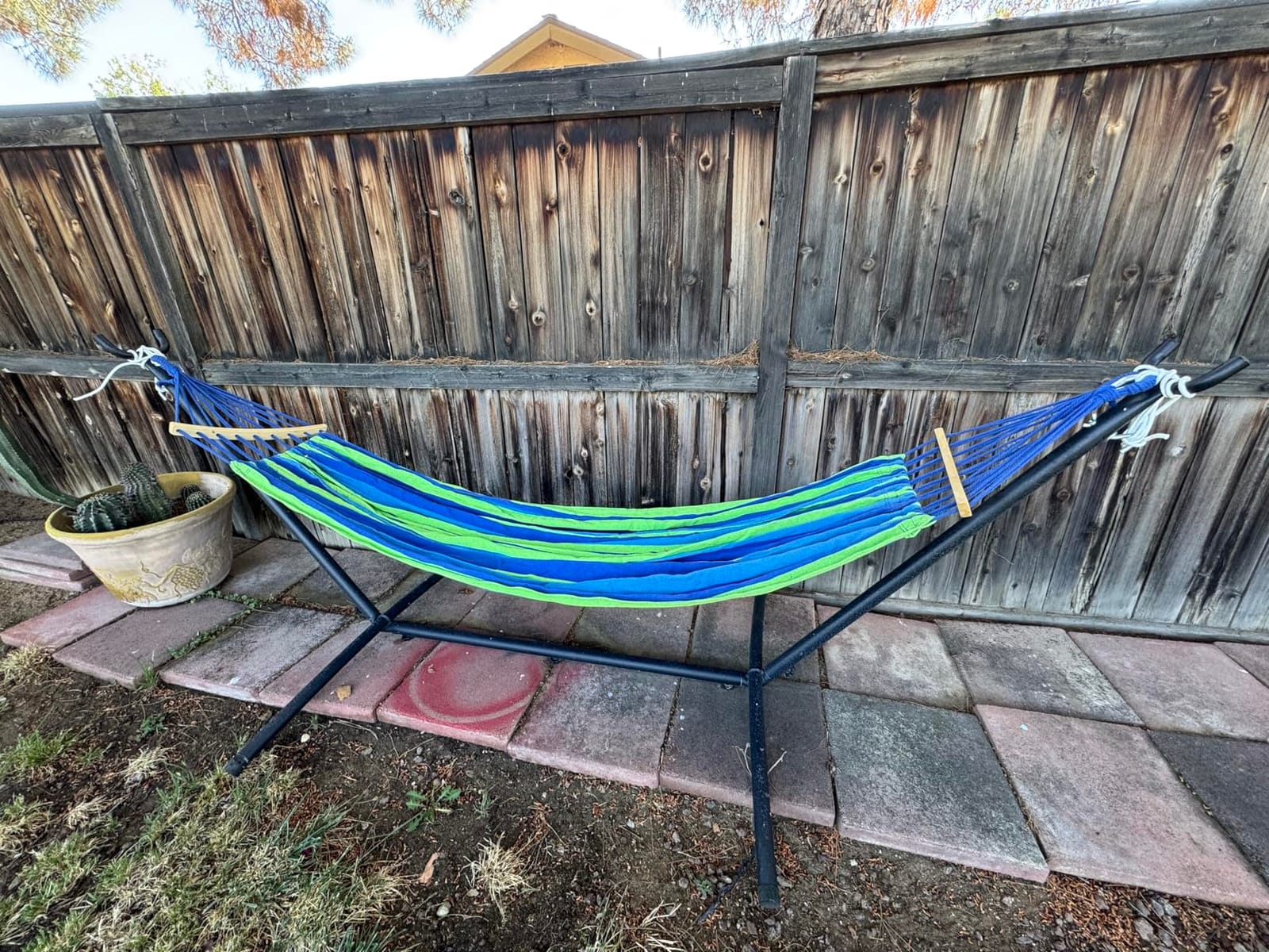 ANAGOO 2 Person Hammock with Stand, 500 lb Indoor Outdoor, Wide Blue customer photo 1