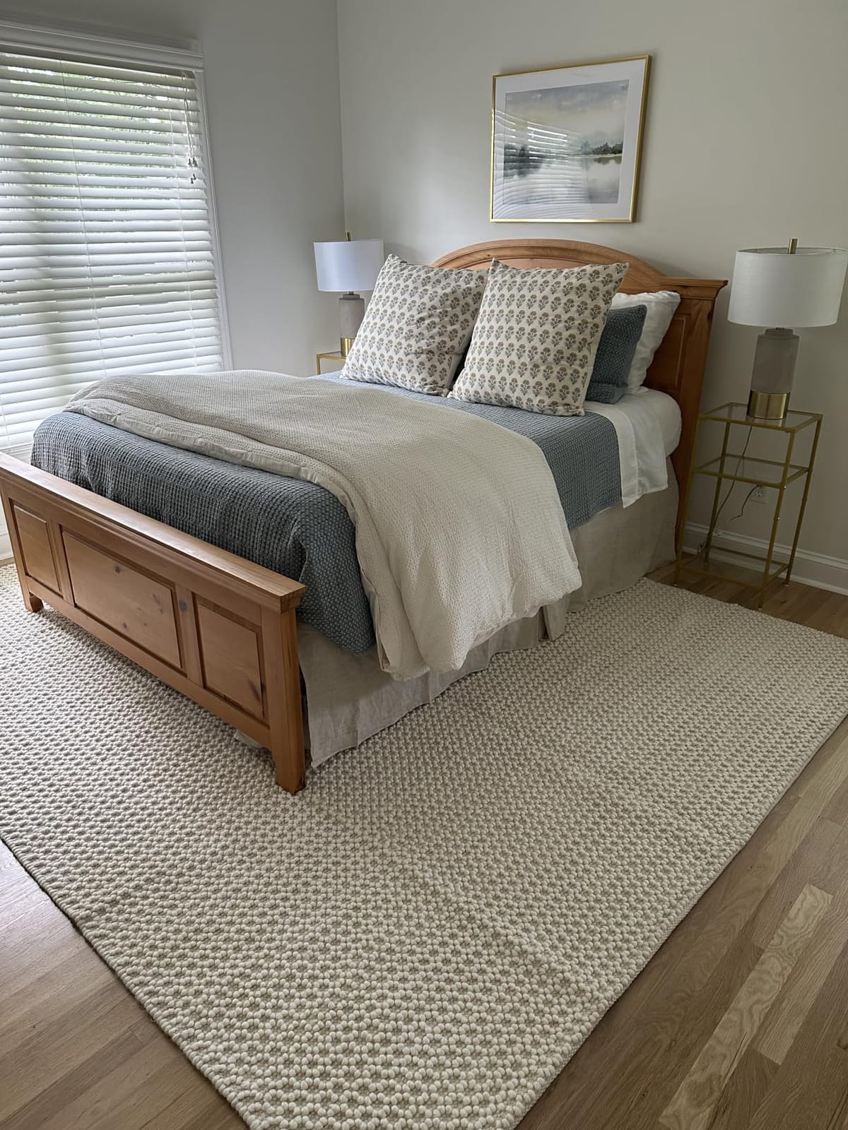 Handwoven Wool Area Rug - Hand Woven Natural Carpet Rugs - Bedroom Living Room Dining Room (Ivory - 5'x8') customer photo 2