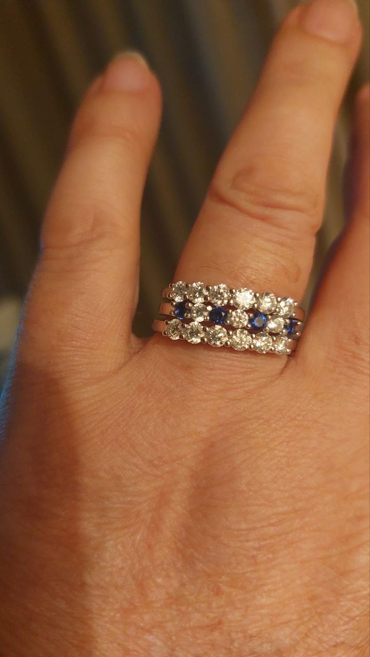 Lab Grown Diamond Wedding Bands for Women, 0.66 Carat Ring 6 Stones Eternity Rings in 18K White Gold Plated Sterling Silver Size 4-11 customer photo 2