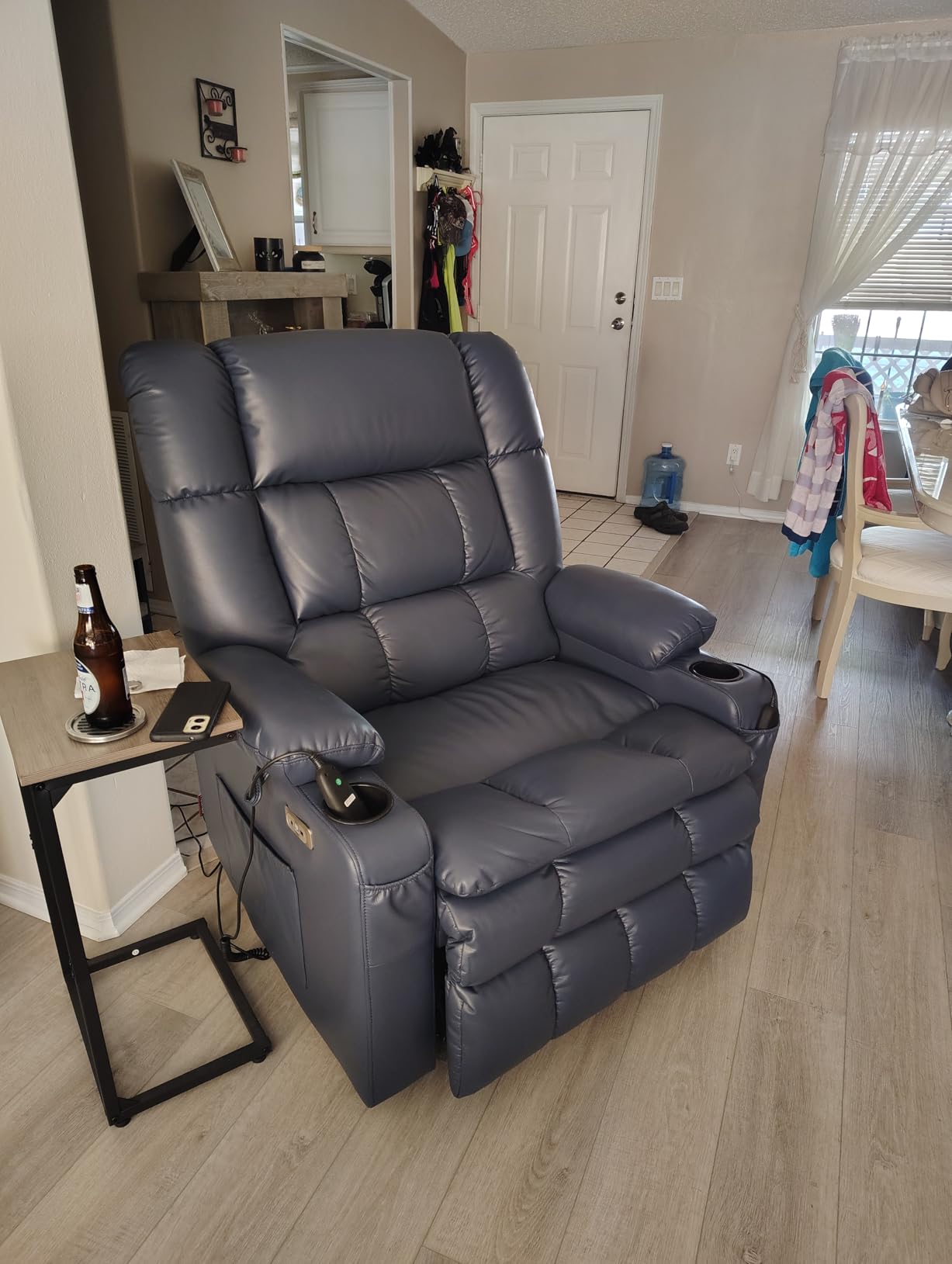 MCombo Large Dual Motor Power Lift Recliner Chair for Elderly 7896 (Grey) | Zero Gravity Lift Chair with Heat and Massage, Infinite Position, USB Ports, Lay Flat, Cup Holders, Breathable Faux Leather customer photo 2