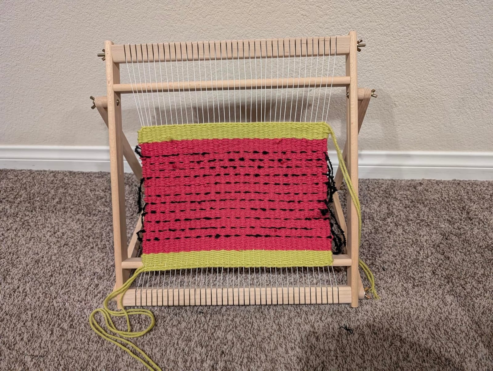 Olikraft Wooden Weaving Loom, Adjustable Stand (Small) | 16 x 13 inch warping area, easy setup with guide and video tutorial, for adults, beginners and pros customer photo 2