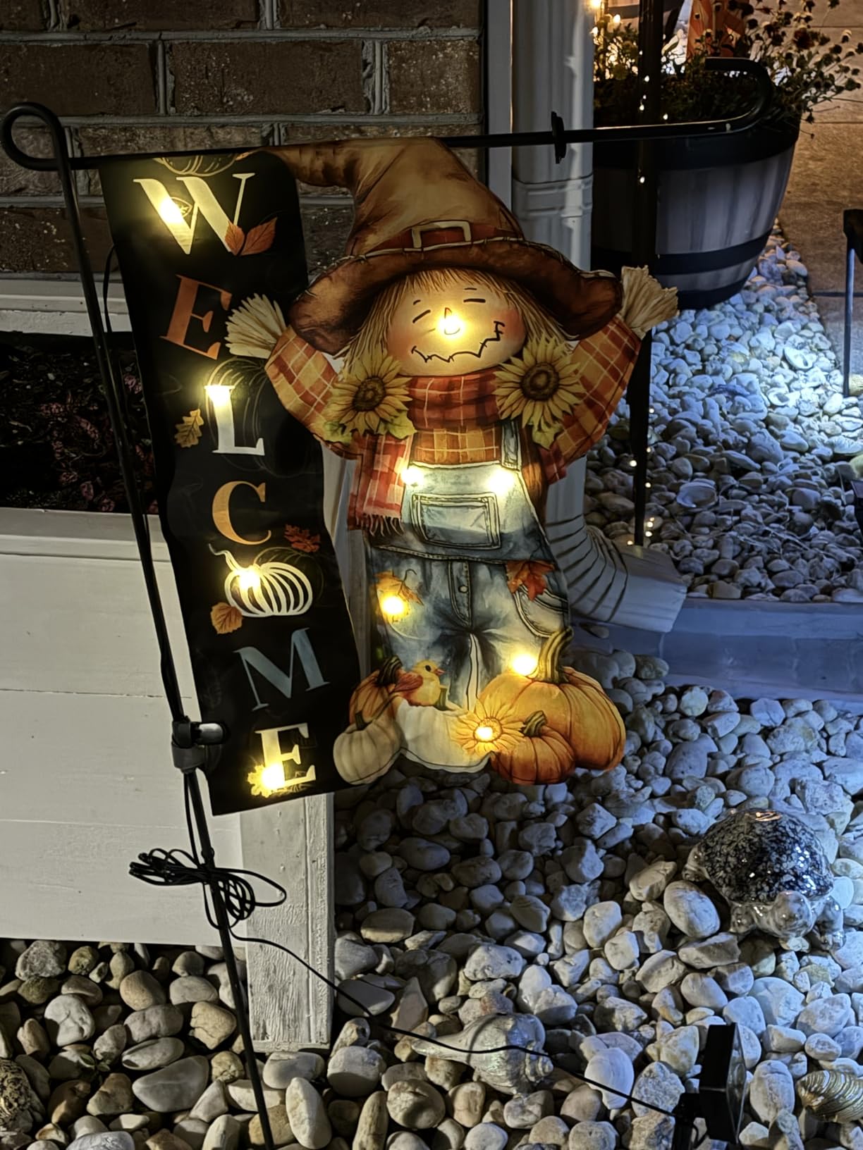 Thanksgiving Lighted Garden Flag, Scarecrow Fall Yard Decoration | 12x18 in Solar LED Flag, 8 Modes, Double Sided, Autumn Harvest Farmhouse Porch Lawn Outdoor Decor customer photo 1
