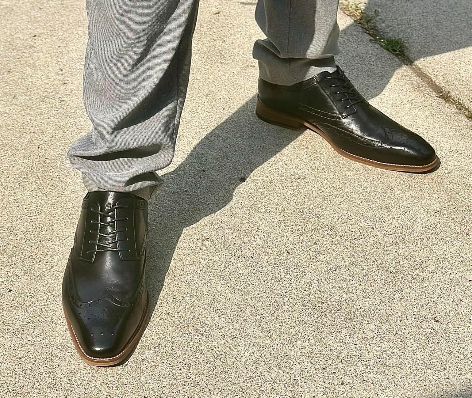 Jousen Mens Dress Shoes Leather Oxford Brogue Wingtip Dress Shoes for Men customer photo 1