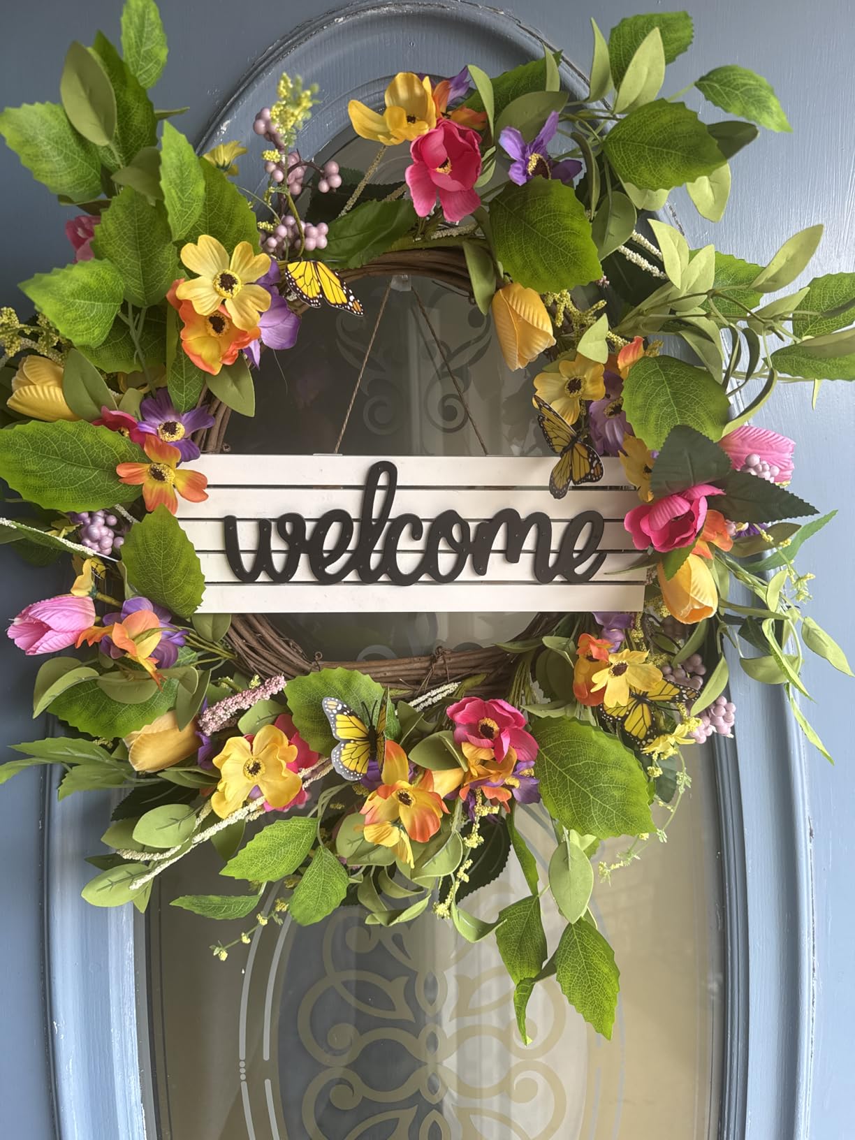 Fall Wreaths for Front Door, Autumn Thanksgiving Door Wreath Fall Decor | 22 Inch Fall Harvest Wreath for Front Door Outside, Autumn Pumpkin Sunflower Wreaths for Indoor Outdoor Home Porch Fall Decor customer photo 2