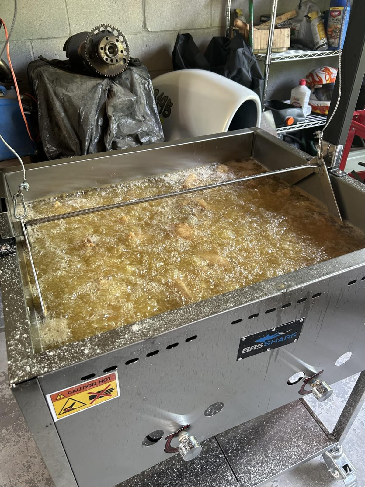 12 Gallon Deep Fryer or Cajun Crawfish Boiler Cart | Multi Purpose | Basket Lift | Portable 4 Wheels | Stainless Steel | Outdoor Propane Frying for Chicken Fish Turkey | Seafood Boil | Patent Pending customer photo 1