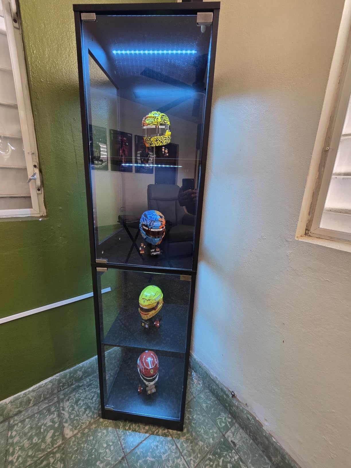 BROTTAR Glass Display Cabinet, Display Case for Collectibles, Black | 4-Tier Curio Cabinets with 3 Color Lights&Human Body Sensor, Storage Cabinet with Glass Door customer photo 2