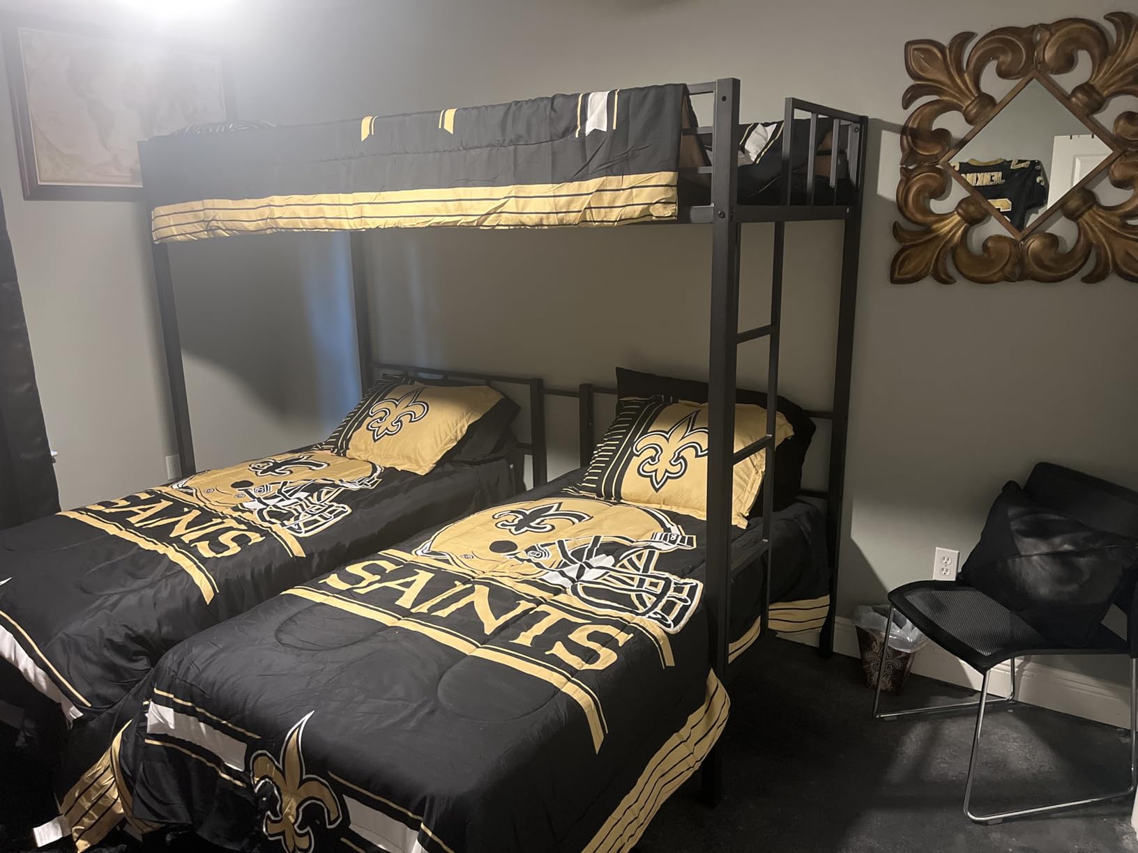 Heavy Duty Triple Bunk Bed for 3, Twin Over Twin Over Twins with Guardrails and Ladder, Metal Bunk Bed, 3 Bed Teens and Adults, No Box Spring Needed (Black) customer photo 1