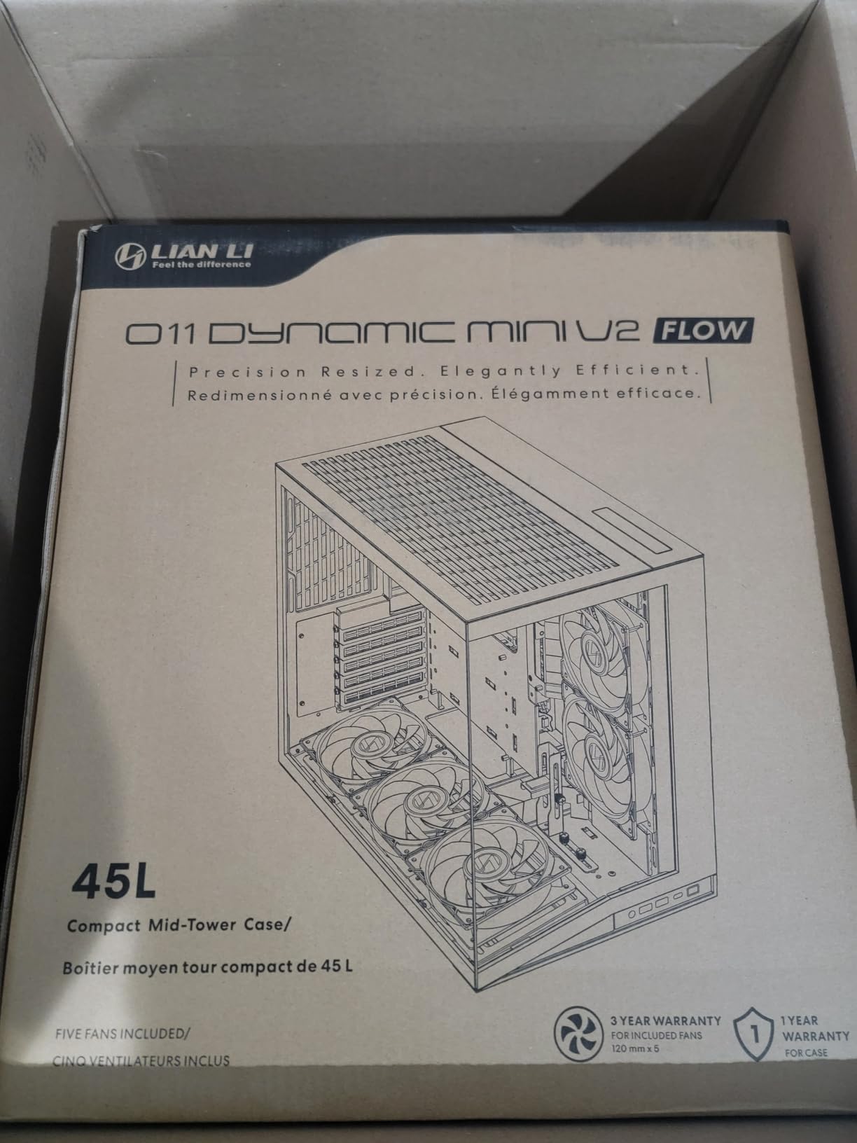 LIAN LI O11D MINI V2 Flow | Compact ATX Mid-Tower Airflow Computer Case | Panoramic View | High-Performance Airflow | Includes 5 x 120mm Reverse Blade Fans | Cable Management | Black (O11DMIV2FX) customer photo 1