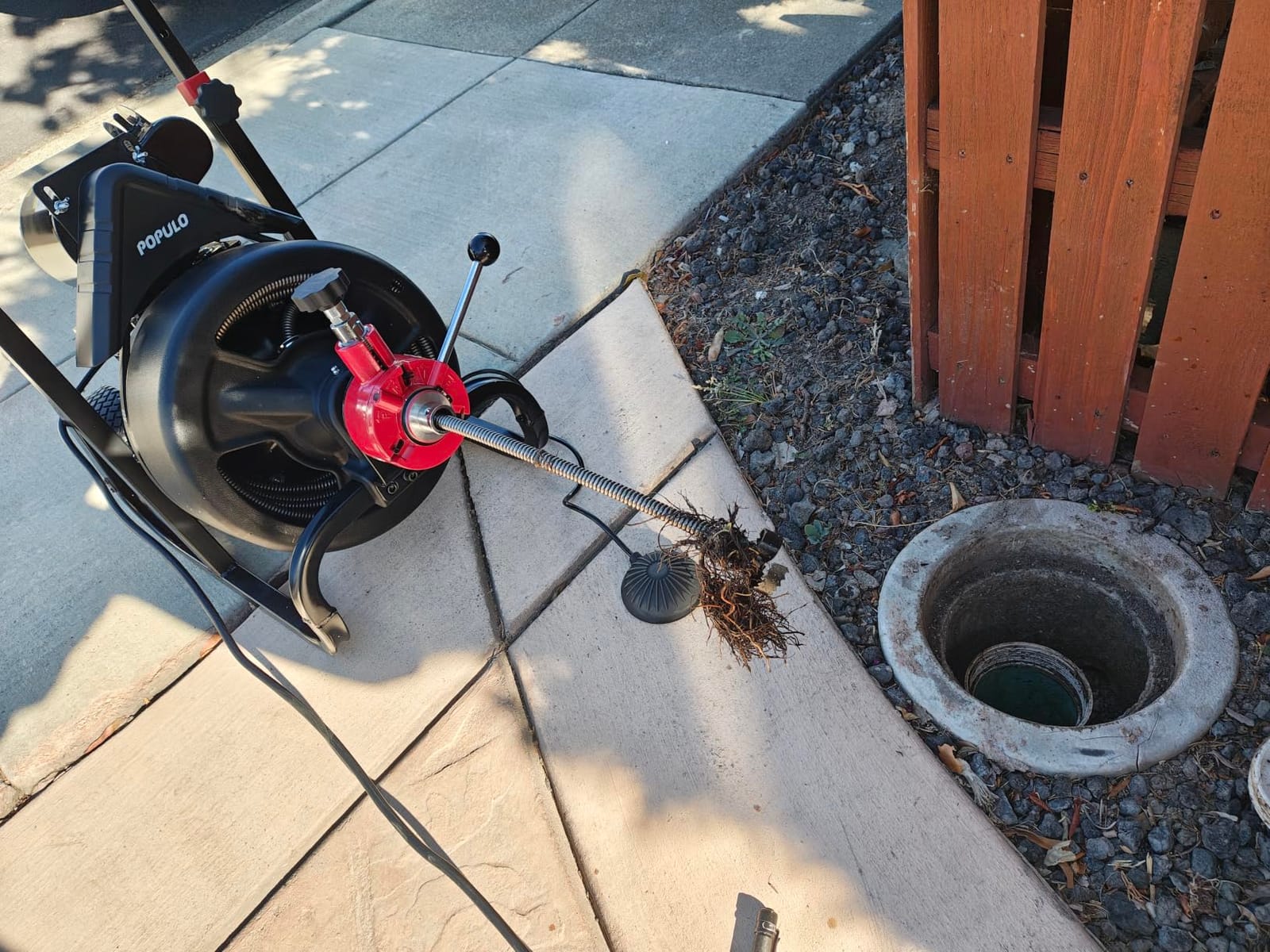 100 ft x 1/2 inch POPULO Auto Feed Electric Drain Snake Auger for 2 to 4 Inch Pipes, Sewer Plumbing Snake Auger, Heavy Duty Drain Cleaner Machine with 8 Cutters & 1 Root Killer & Gloves customer photo 2