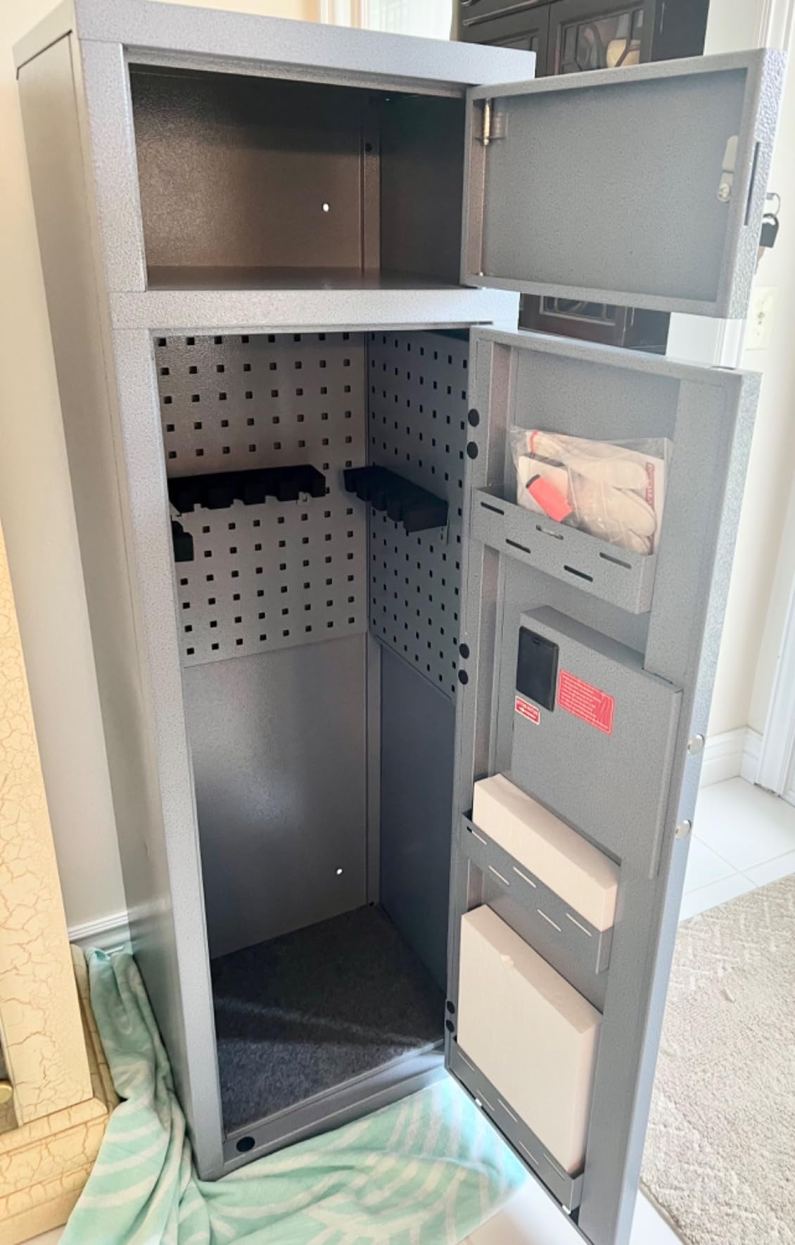 KAER 8-10 Gun Safe, Large Gun Safe for Rifles and Pistols, Quick Access Home Gun Rifle Safe and Storage Gun Locker Cabinet with 4 Pistol Pouches and Removable Shelf for Shotgun, Firearm, Ammo customer photo 2